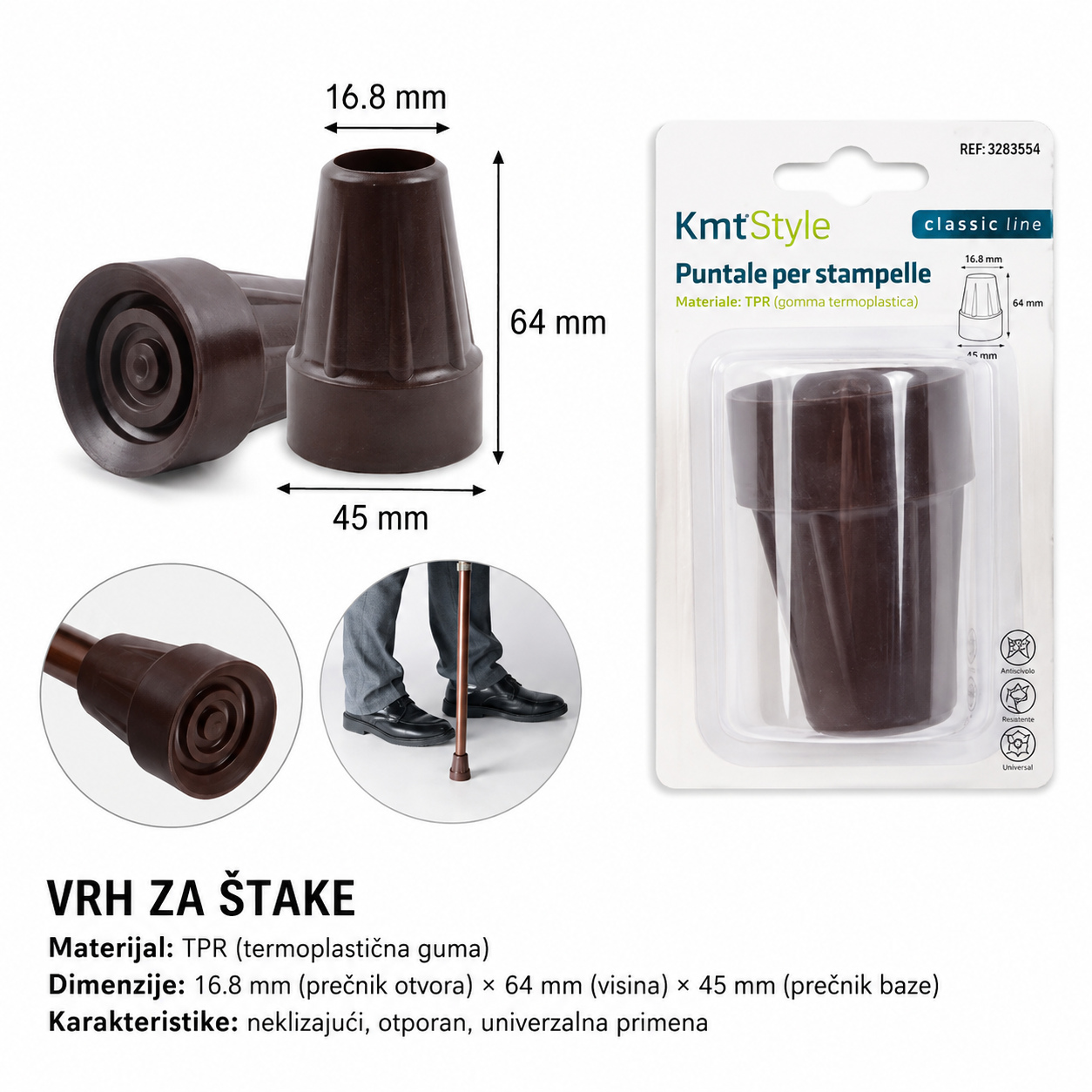 KMT Stalak za štake, braon 3283554