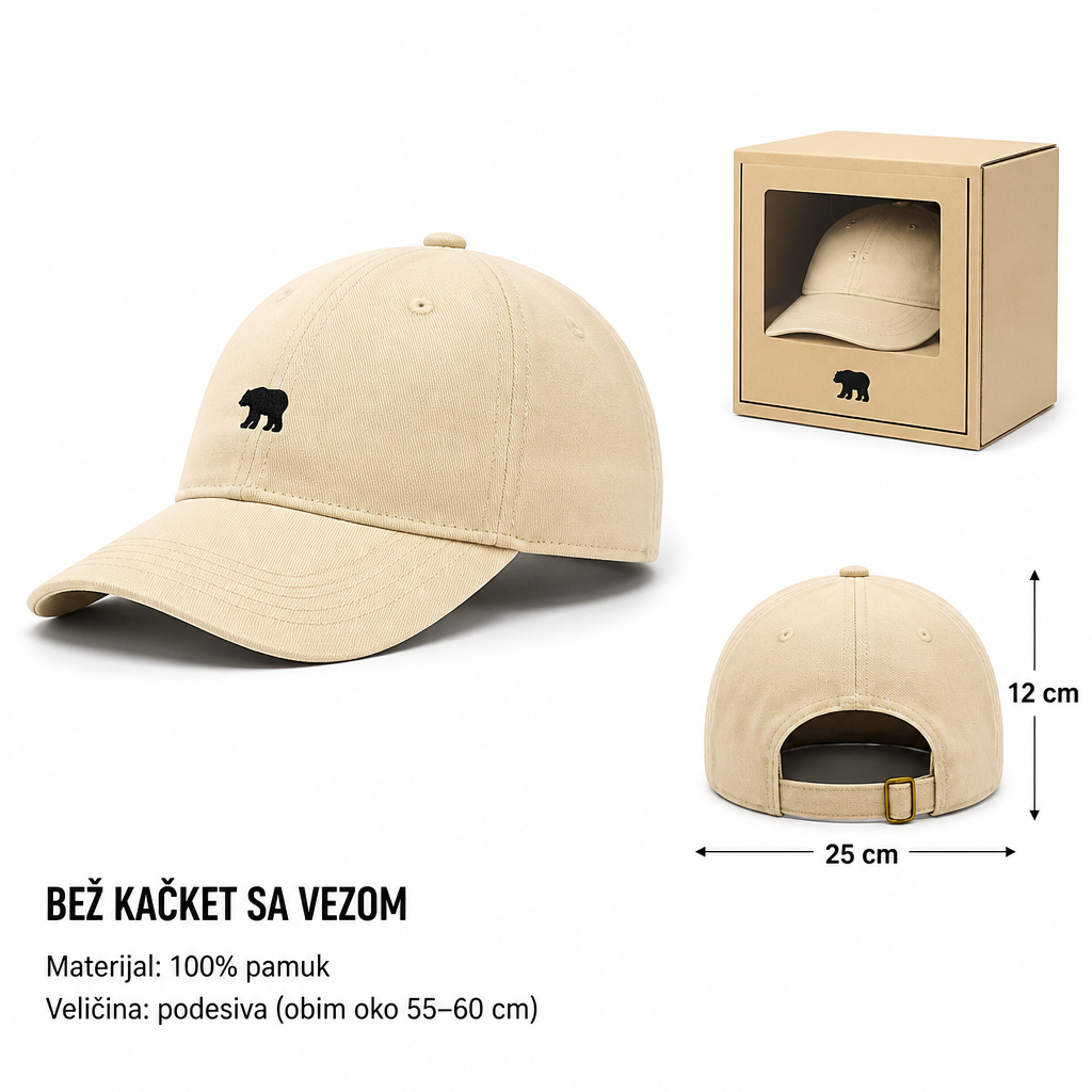 KMT Pamučni vez bejzbol kapa medvedić 501649