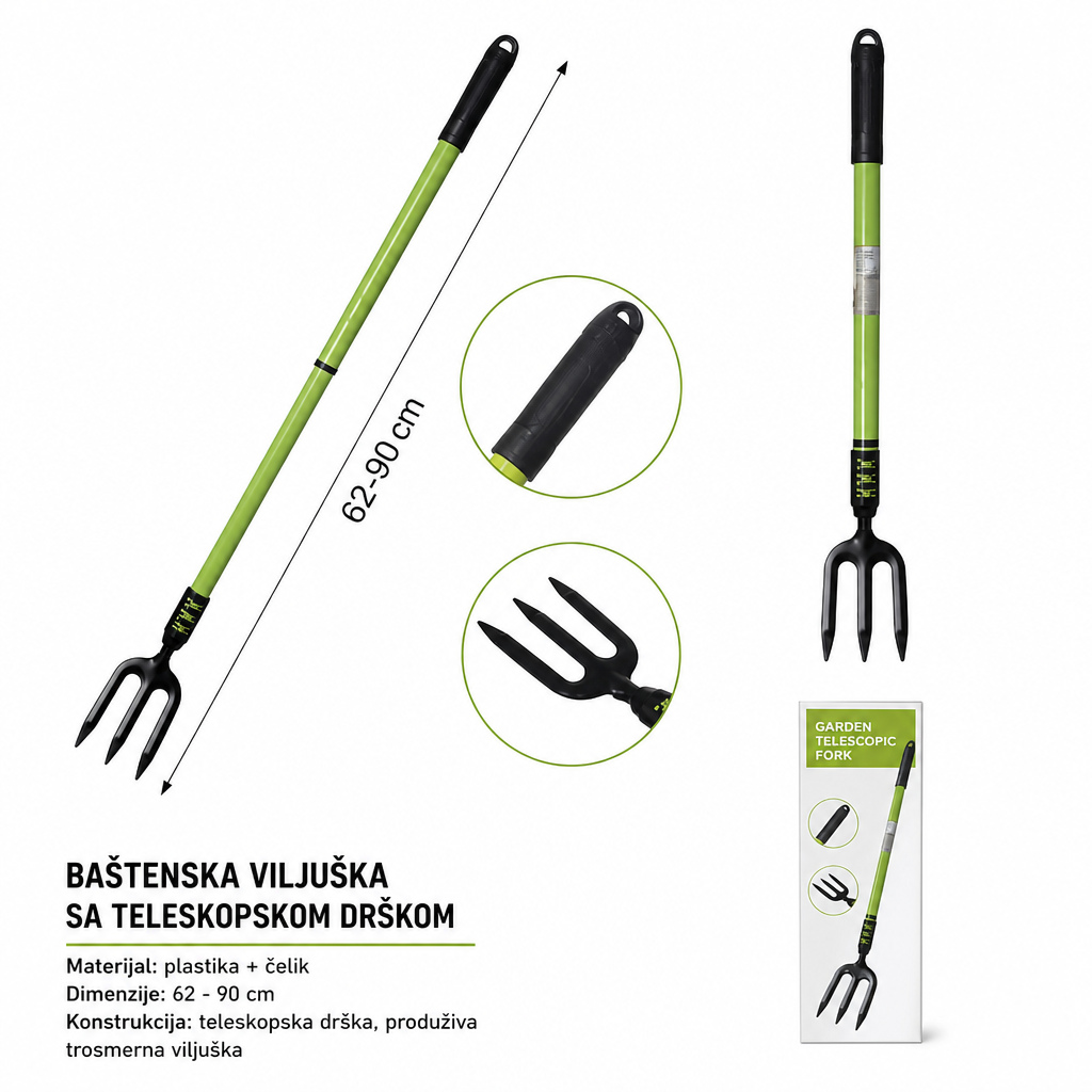 KMT Plastični teleskopski duga drška trokraka viljuška 501785