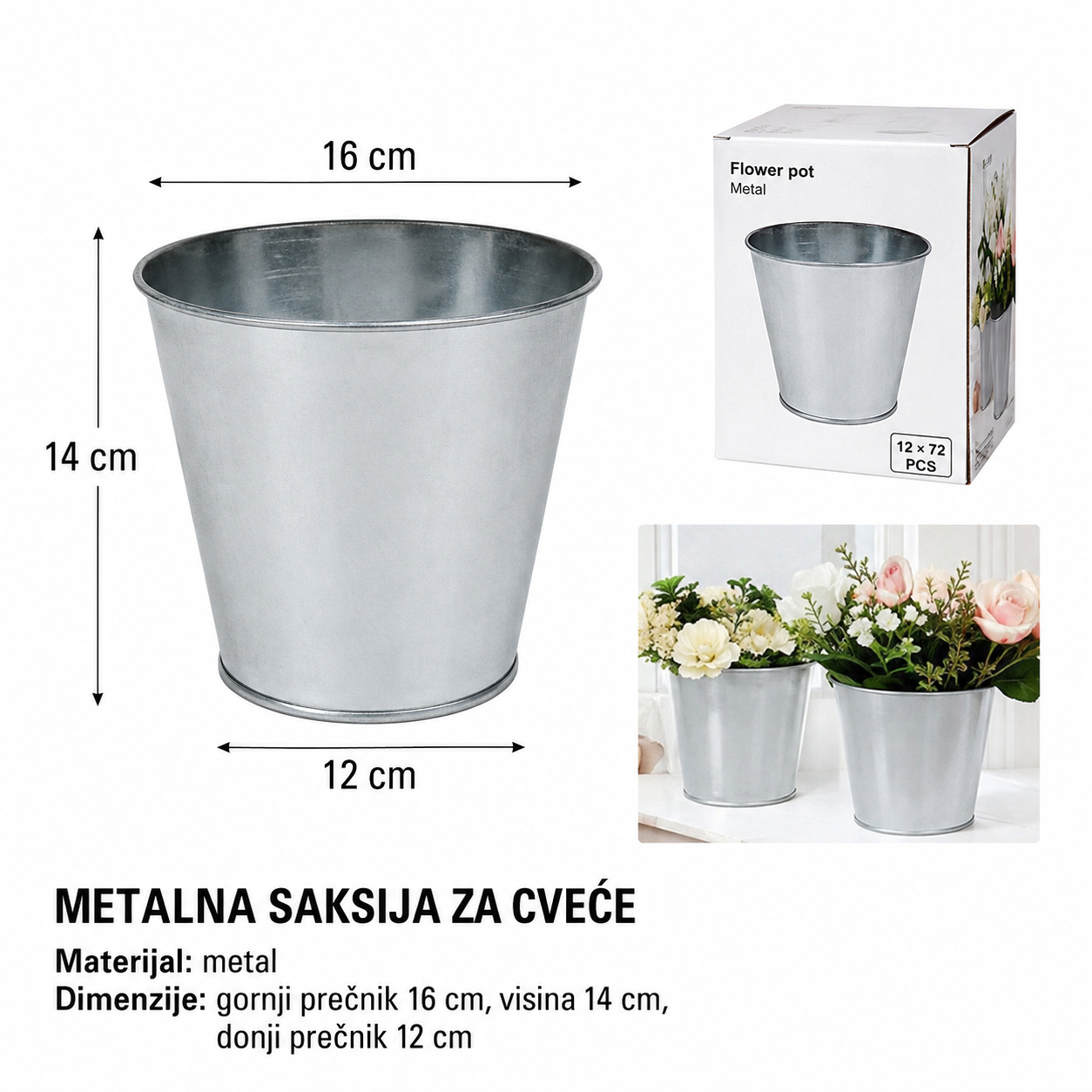 KMT Boja gvozdena kožna okrugli plastični saksija srednji 502082