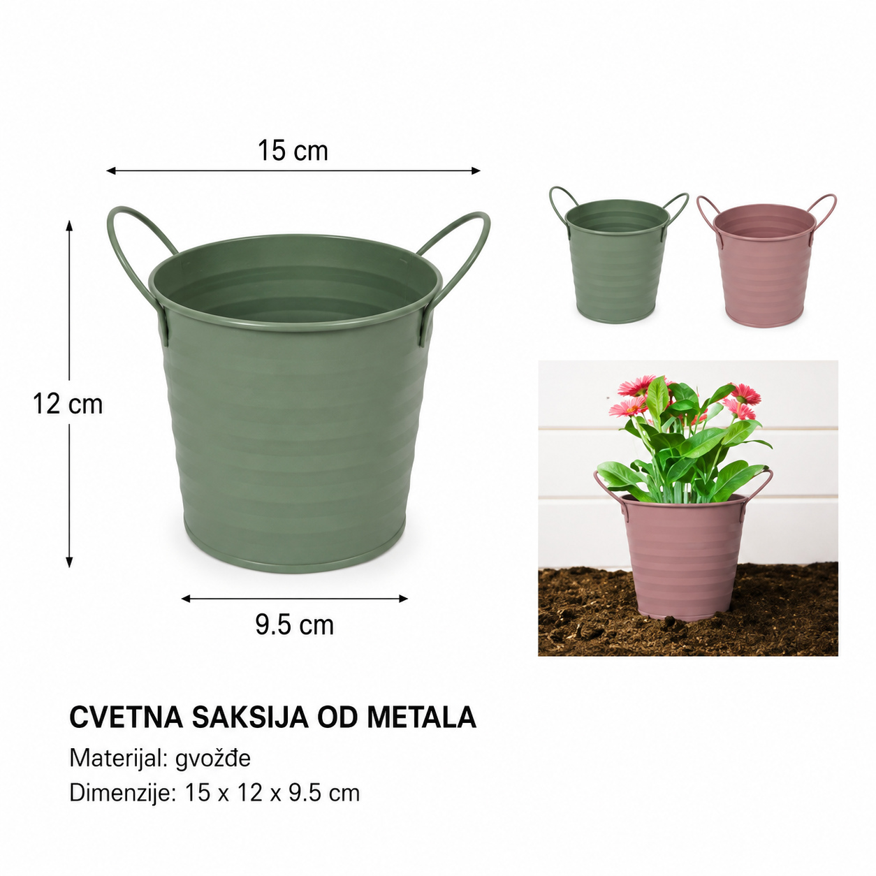 KMT Gvozdena žica okrugli plastični saksija 502094
