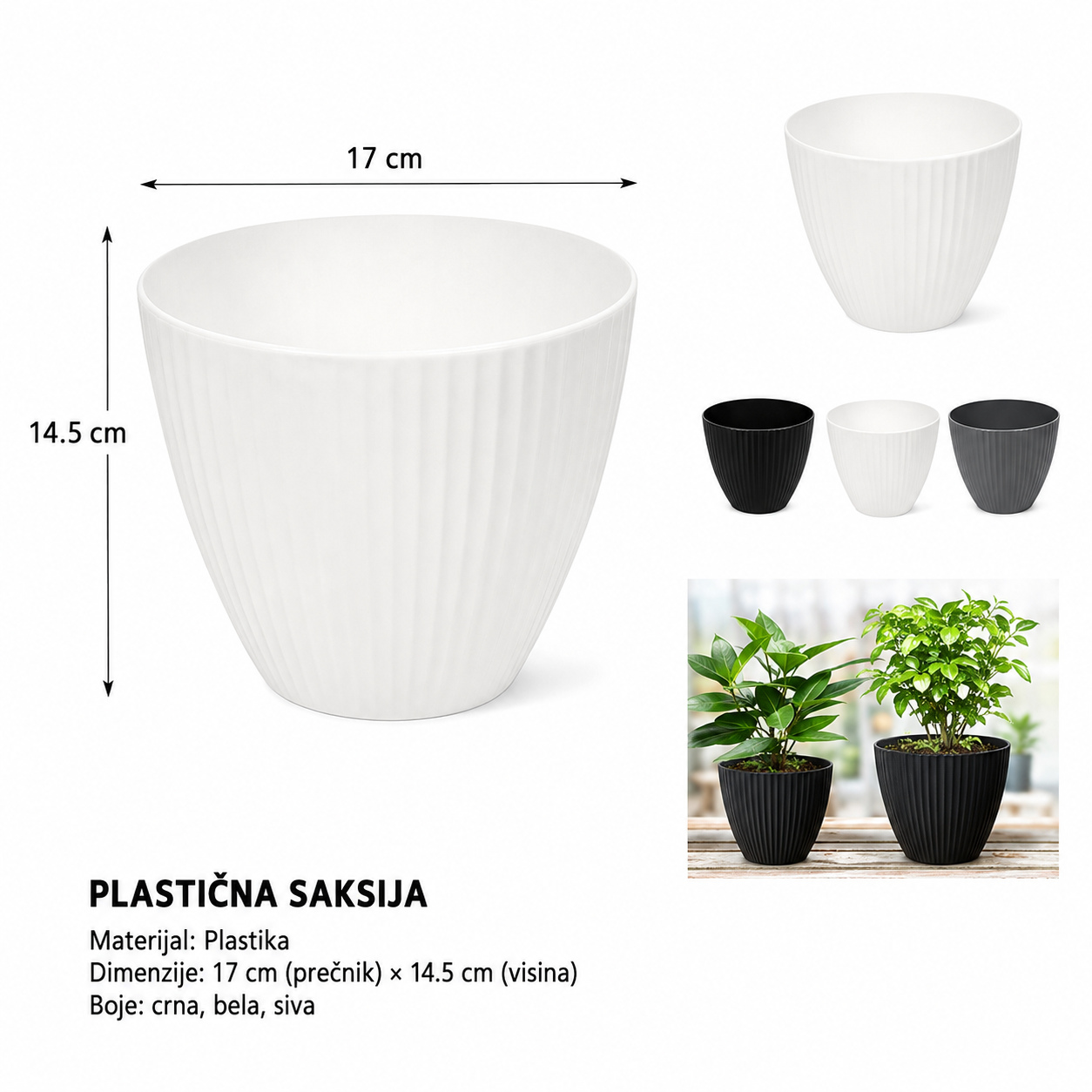 KMT Veliki melaminski saksija okrugli plastični saksija veliki 502109