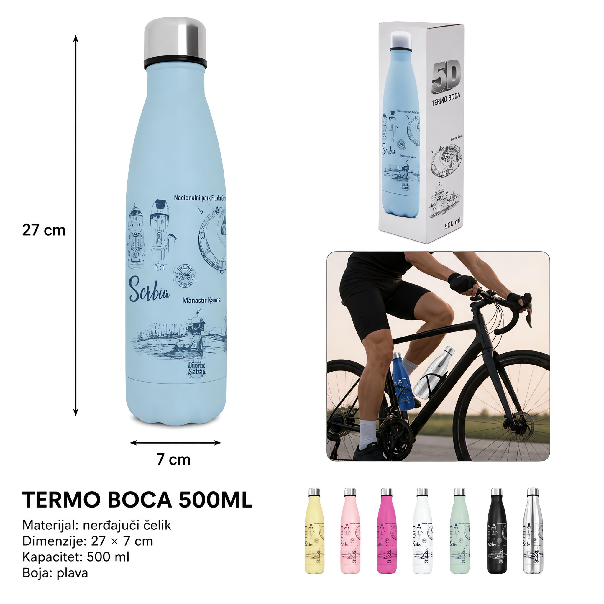 KMT 5D boca u obliku flaše termo šolja šenil plava 503153