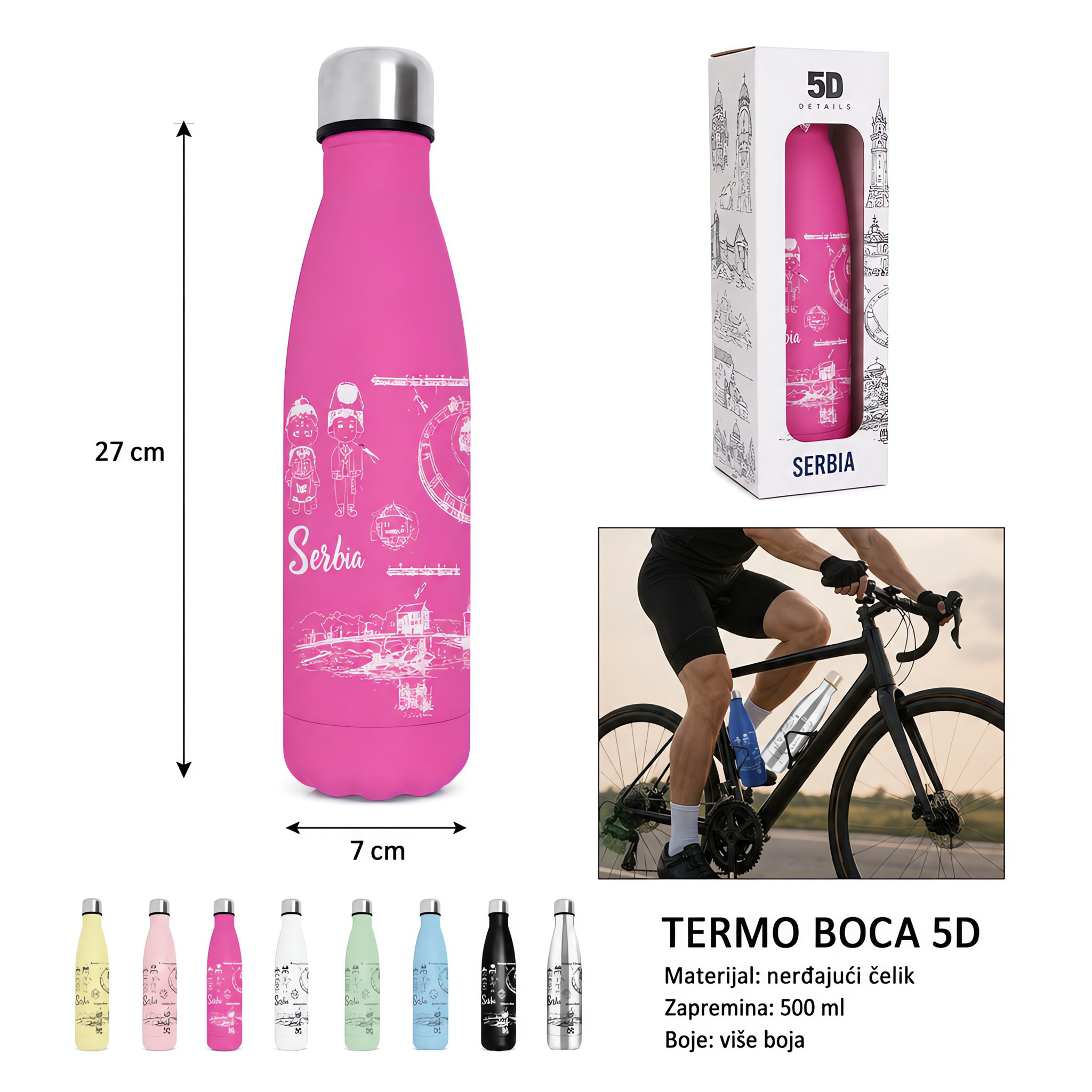 KMT 5D boca u obliku flaše termo šolja šenil ciklama 503155