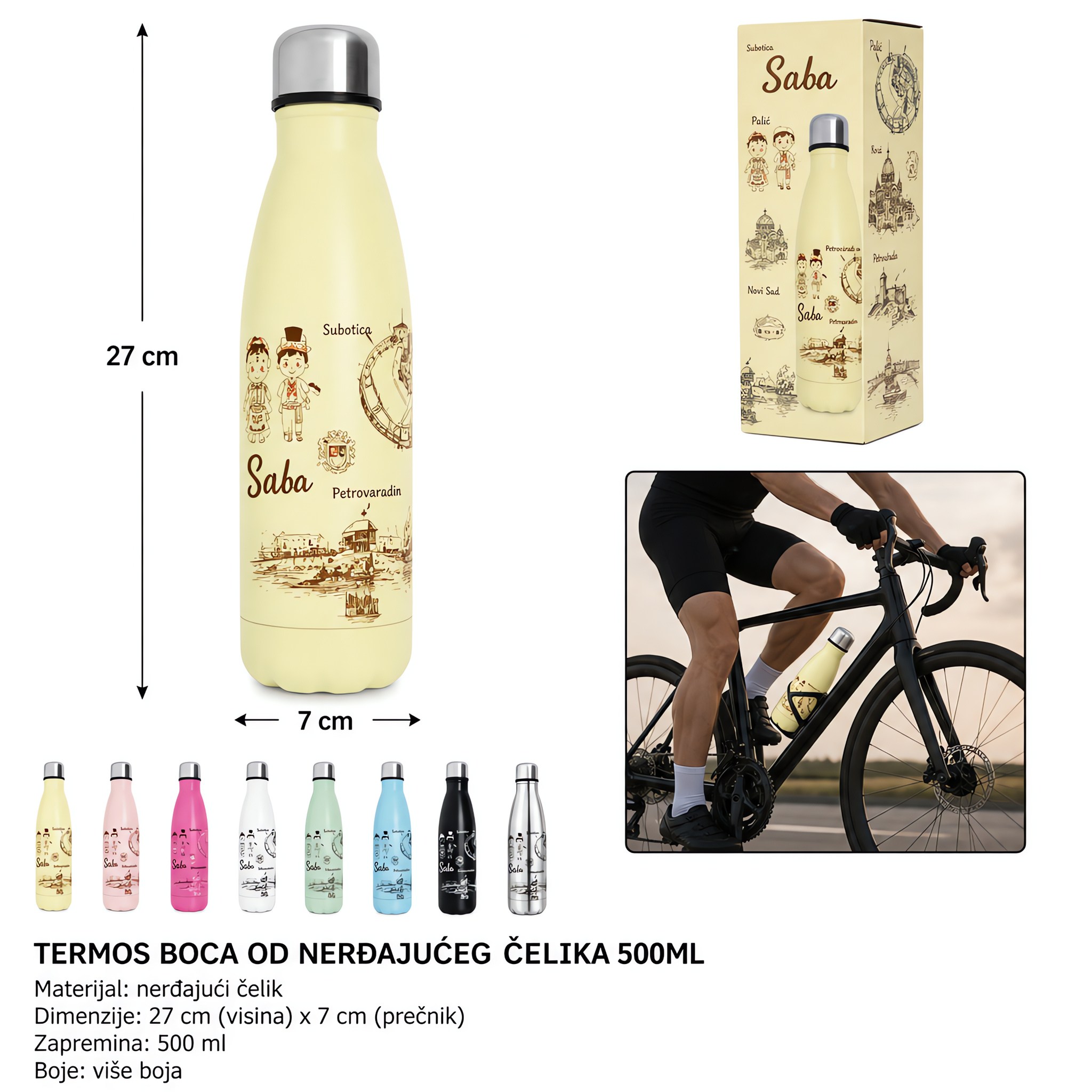 KMT 5D boca u obliku flaše termo šolja šenil žuta 503157