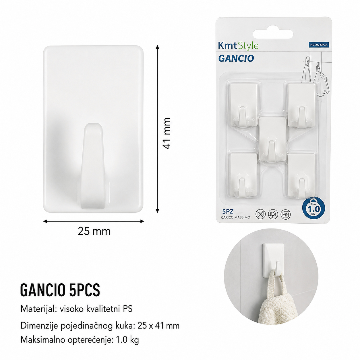KMT Pravougaoni samolepljiva kuka 5200260