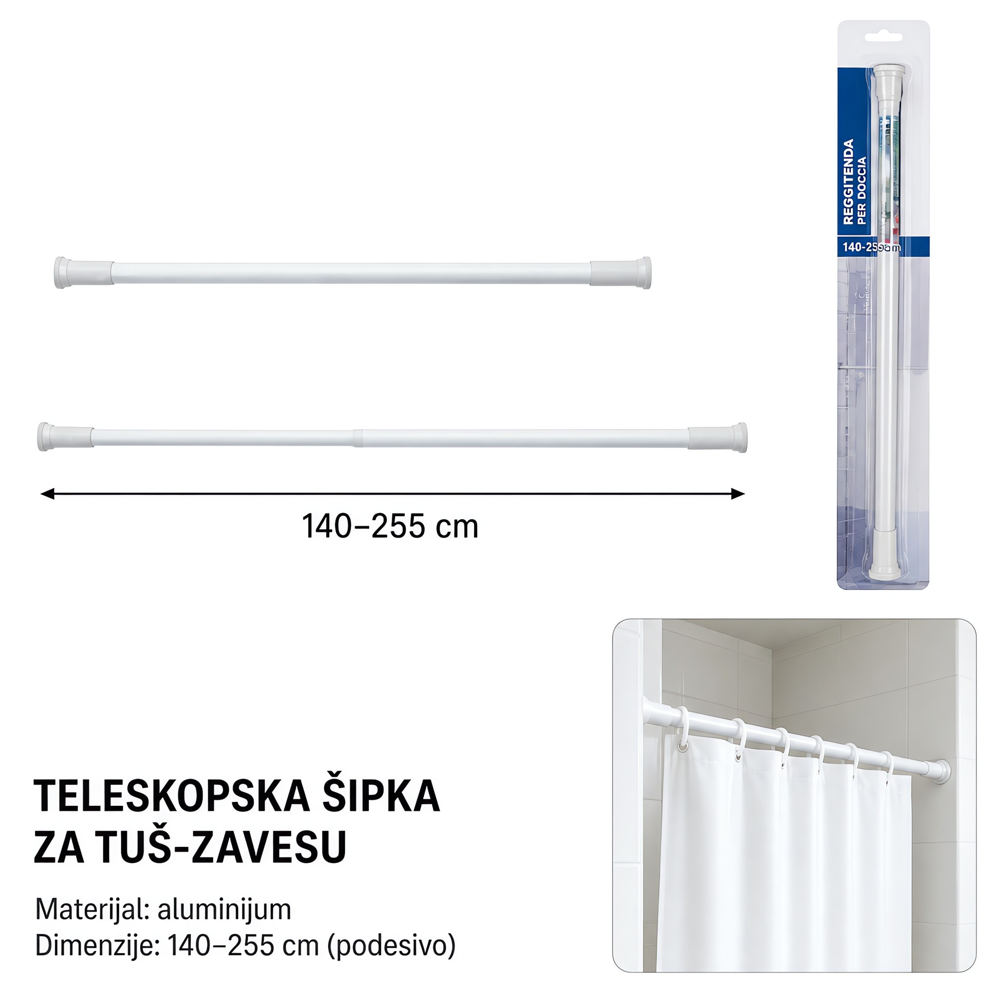 KMT Aluminijumska opružna šipka za zavesu 5200324