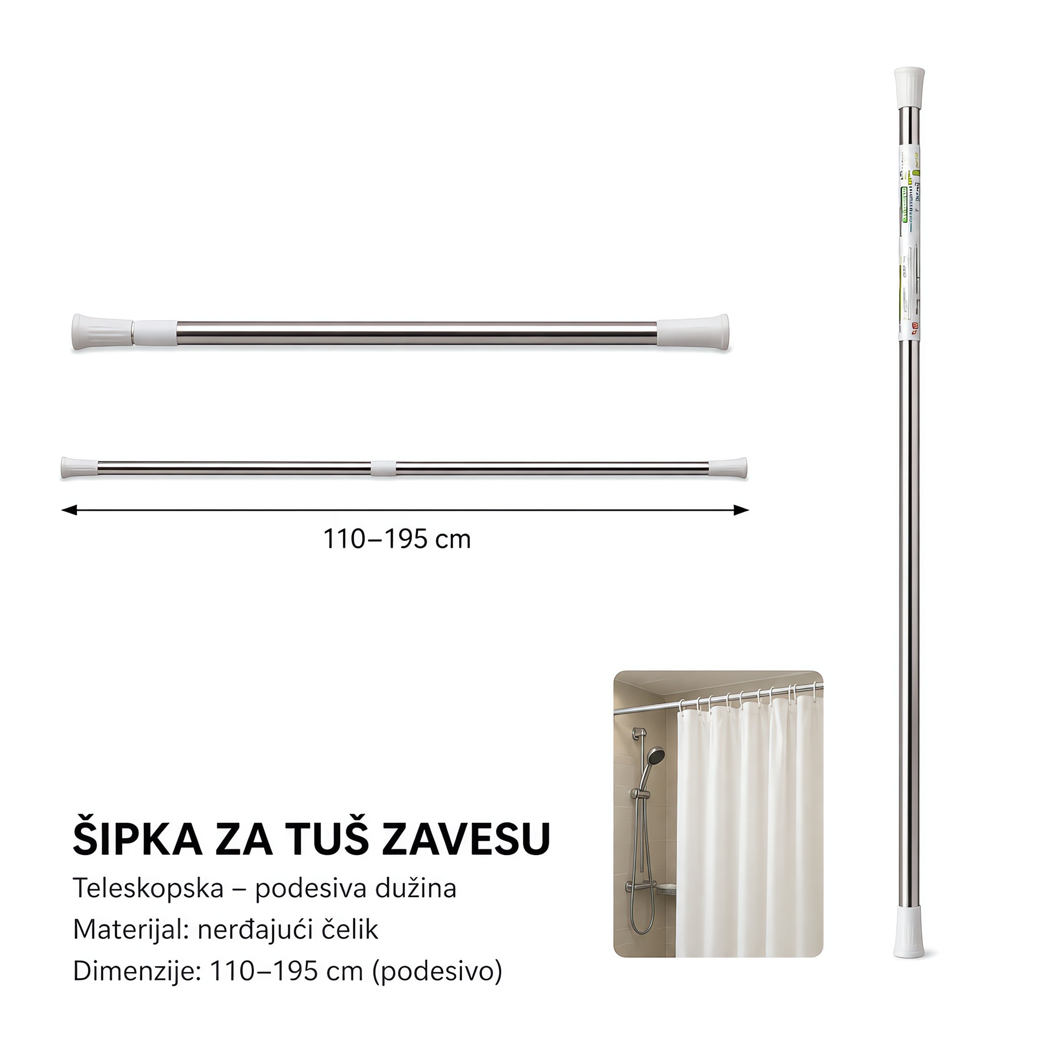 KMT Od nerđajućeg čelika opružna šipka za zavesu 5200326