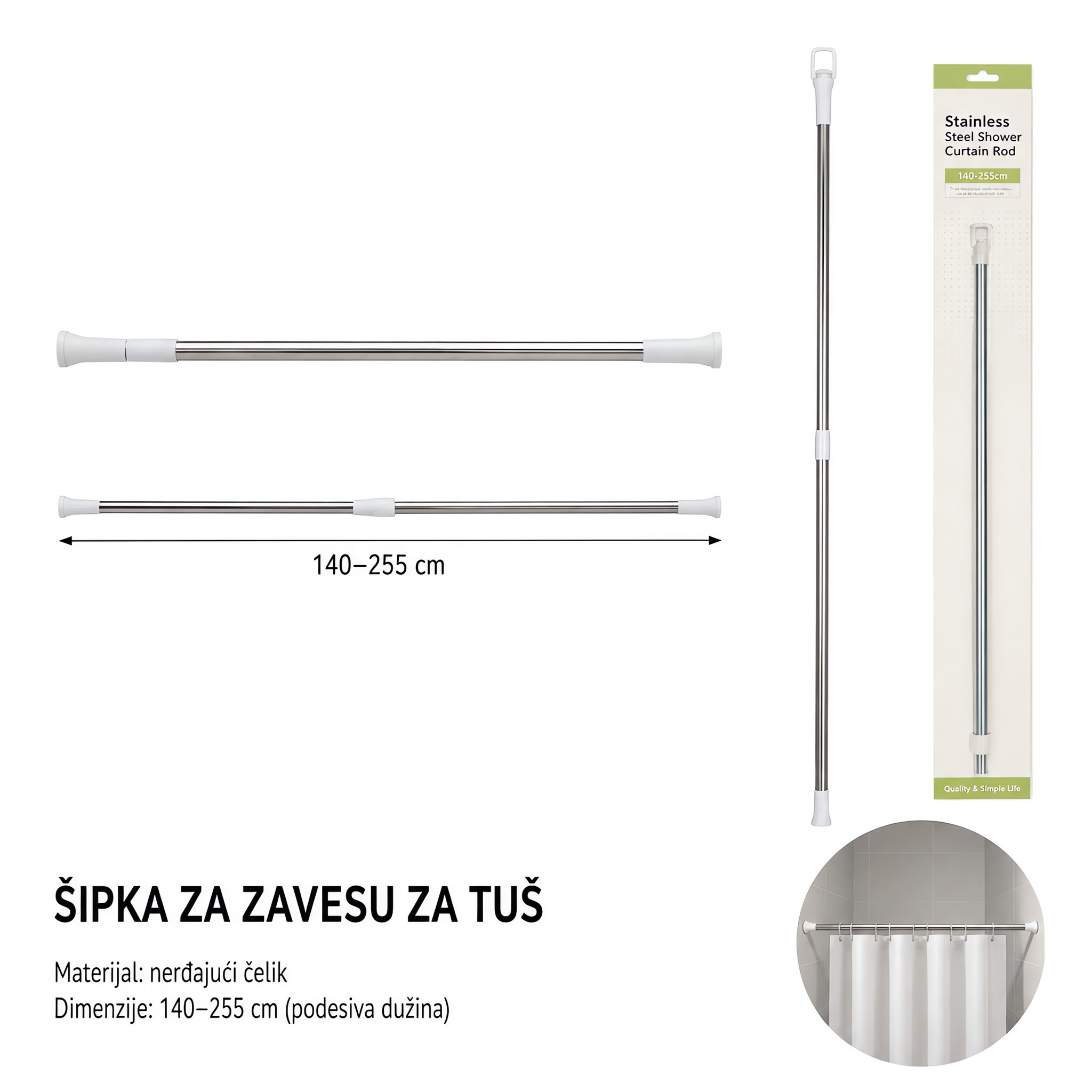 KMT Od nerđajućeg čelika opružna šipka za zavesu 5200327