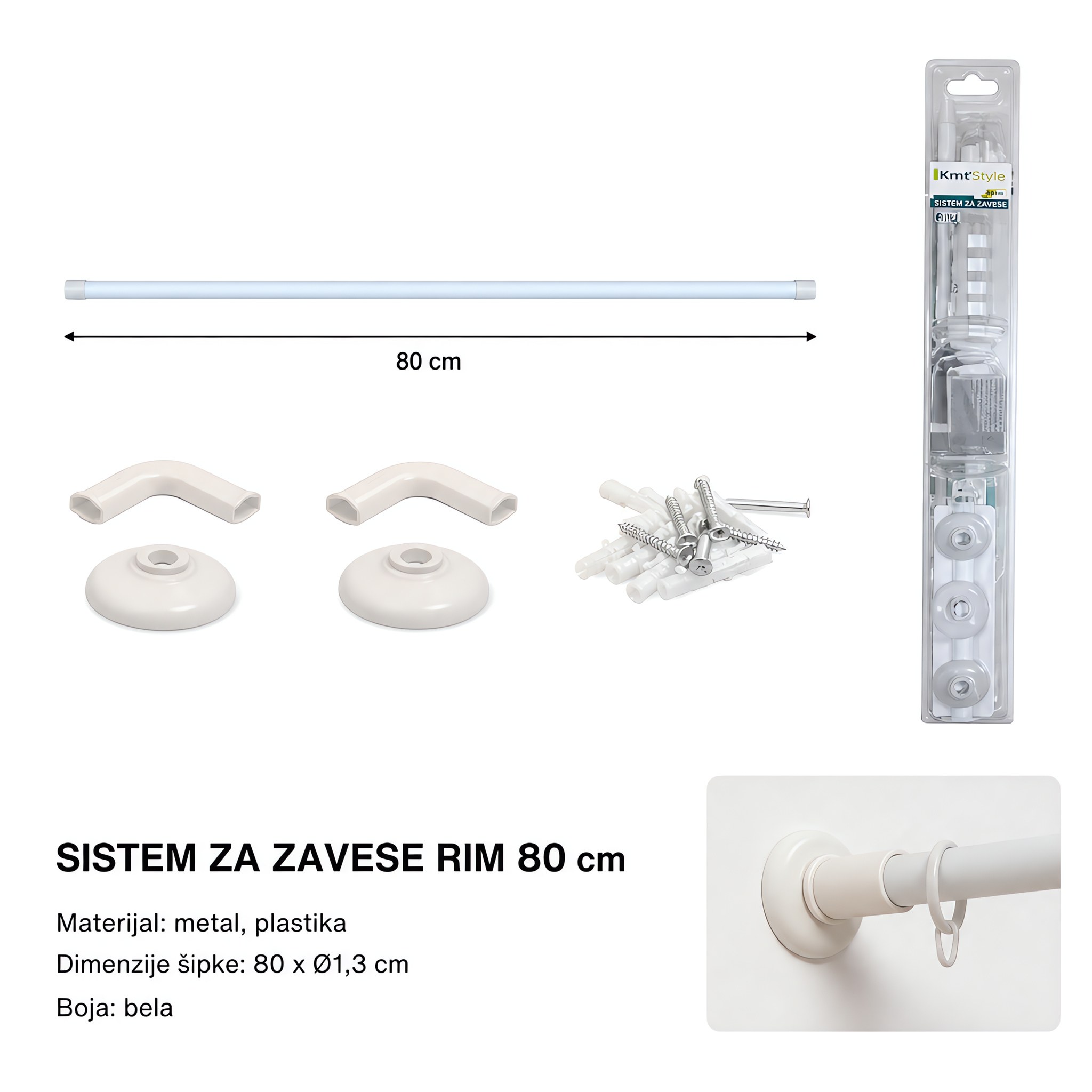 KMT Drška u aluminijumska opružna šipka za zavesu 5200329