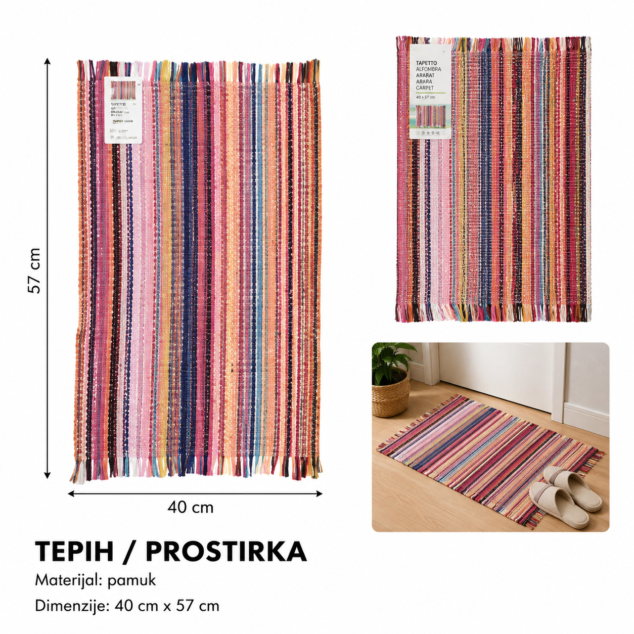 KMT Tkanina prugasti uzorak muški podna prostirka 5200924