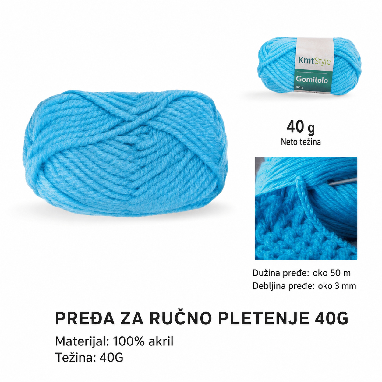 KMT Mrežasta vlakna trostruko upleteno predivo za bebe tirkizno 5201231