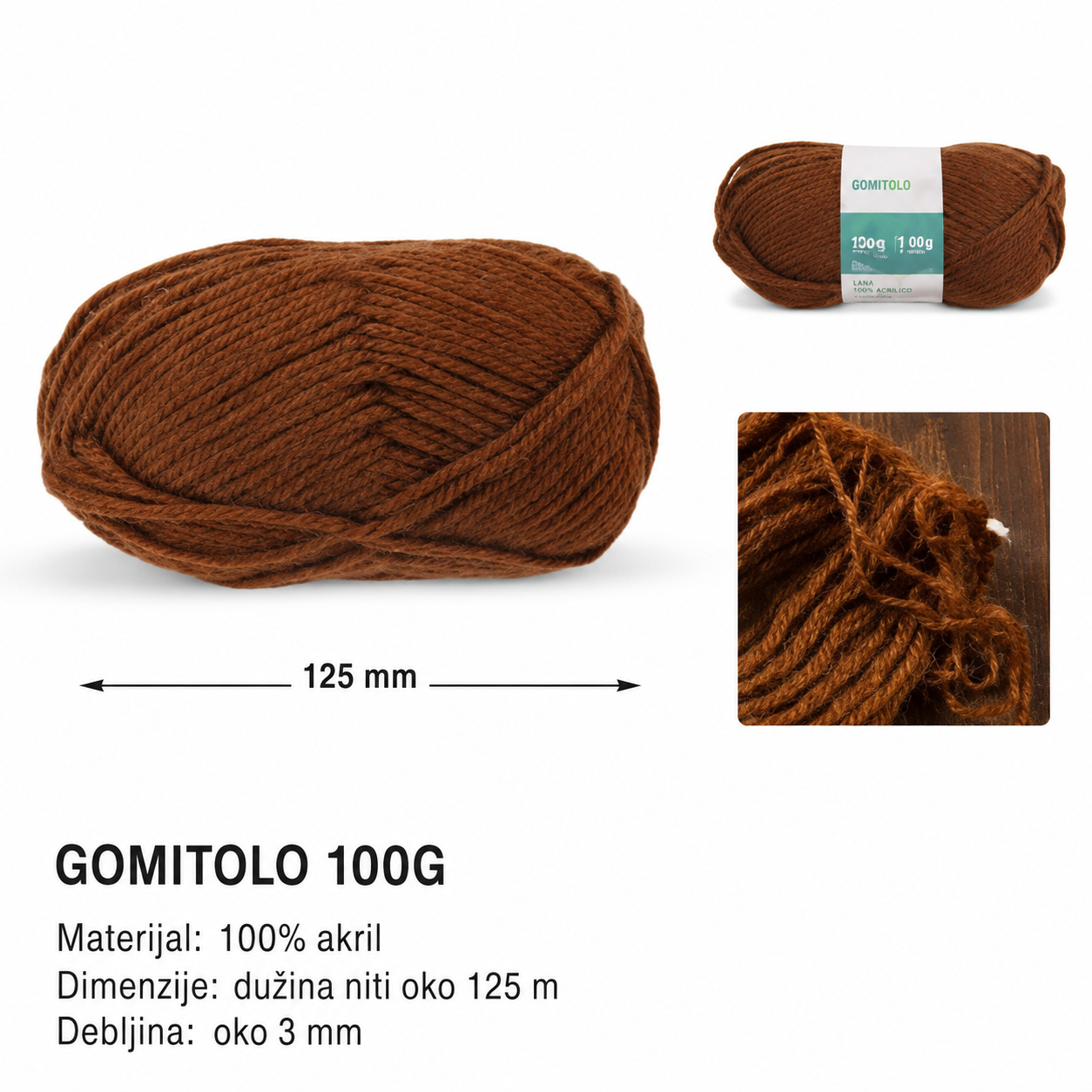 KMT Mrežasta vlakna trostruko upleteno tamni braon 5201261