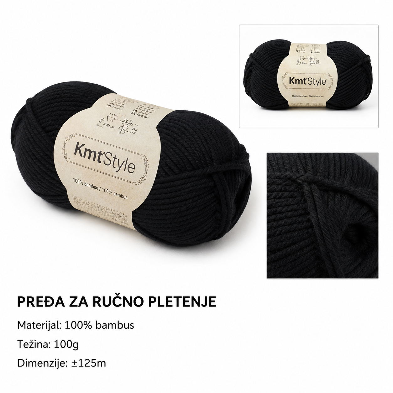 KMT Mrežasta vlakna trostruko upleteno crni 5201263