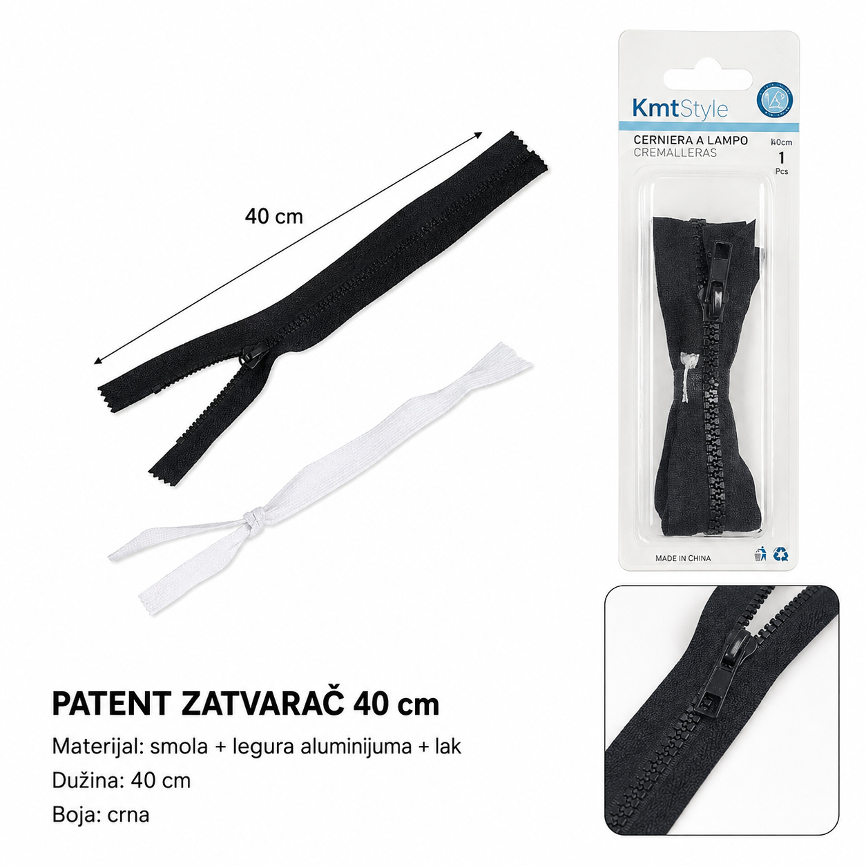 KMT Od smole kese sa rajsferšlusom crni beli 5201358