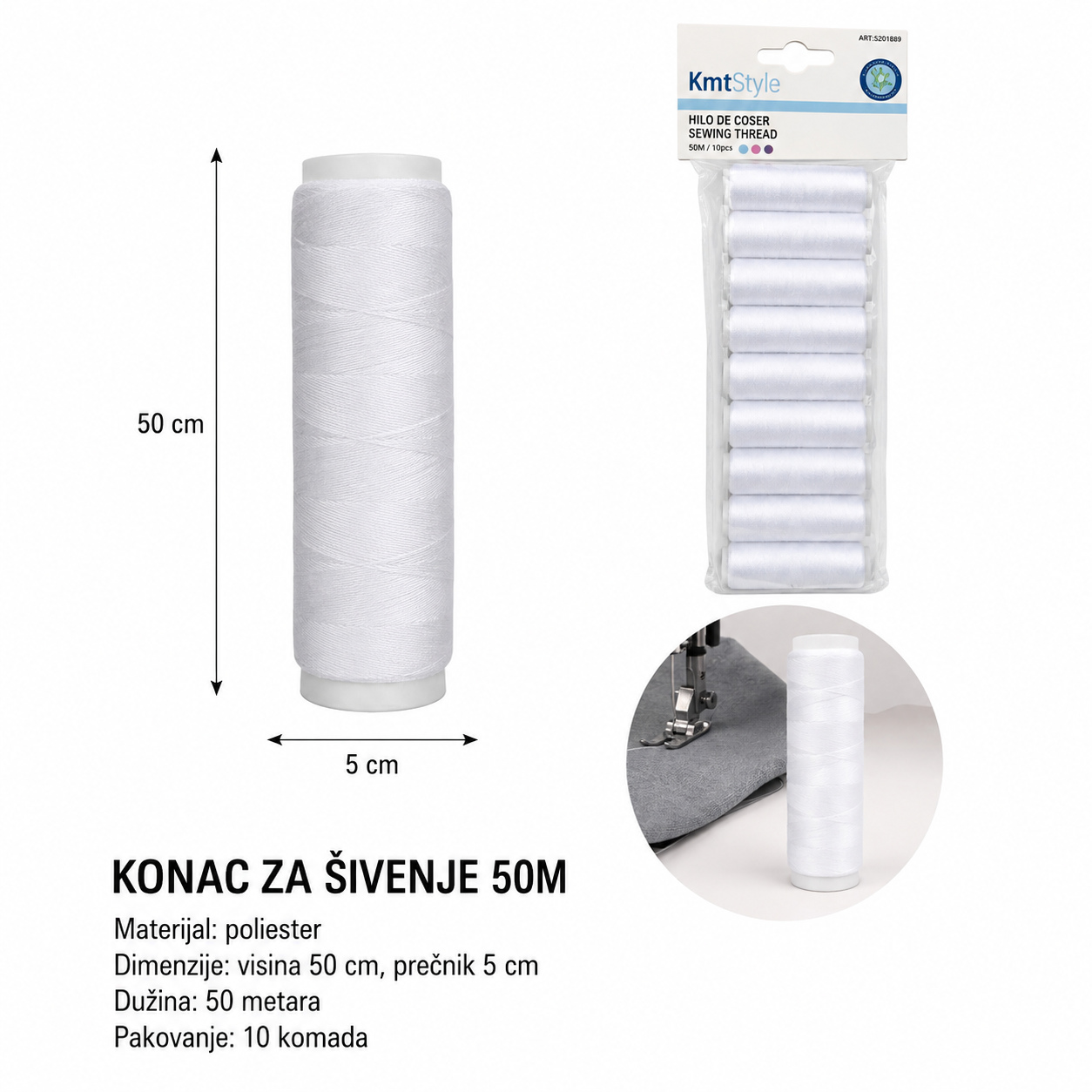 KMT Poliesterski konac bela 5201889