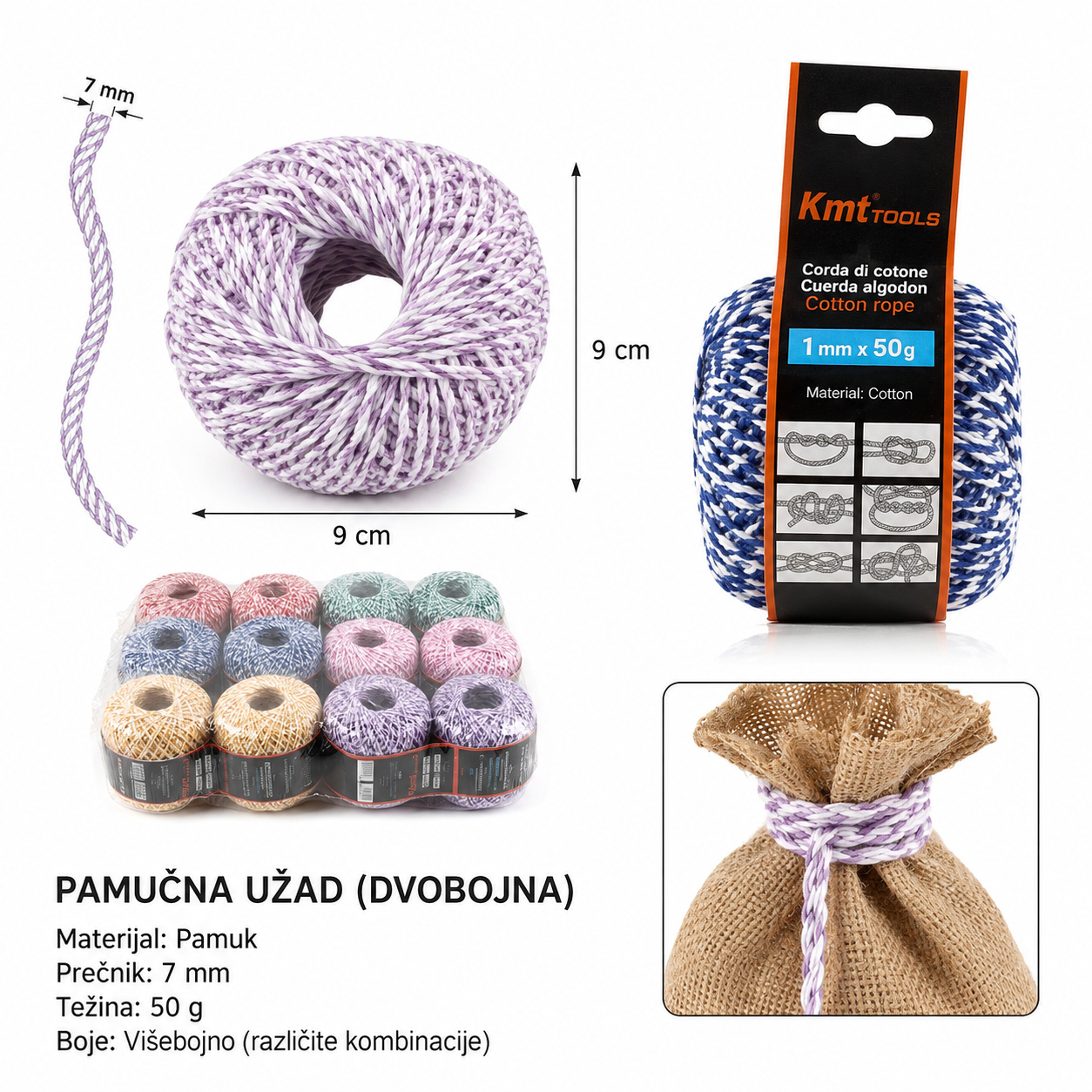 KMT Pamučni konac lopta šarena 5402182