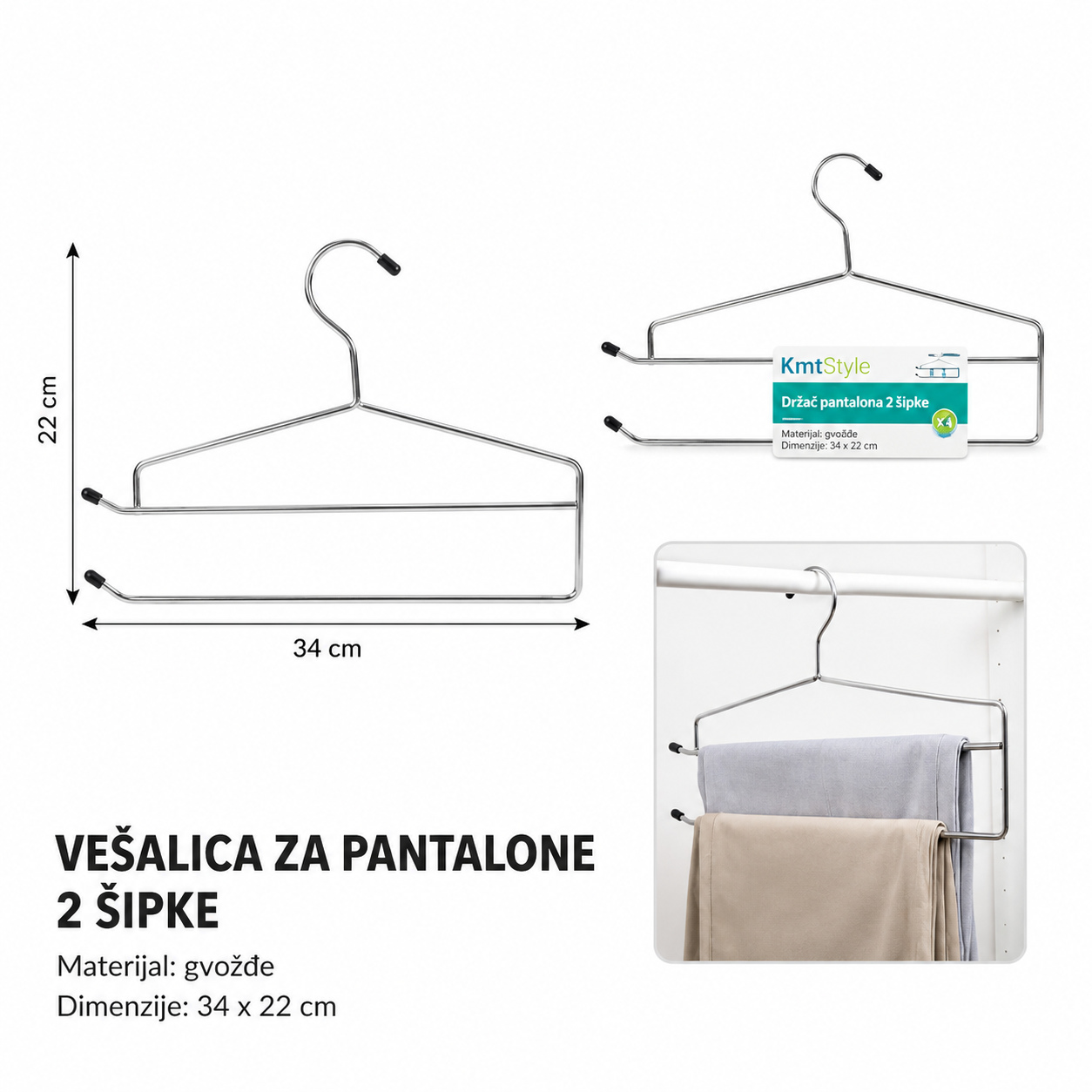 KMT Nivoa polica za odlaganje gvozdena žica vešalica za pantalone 5403430