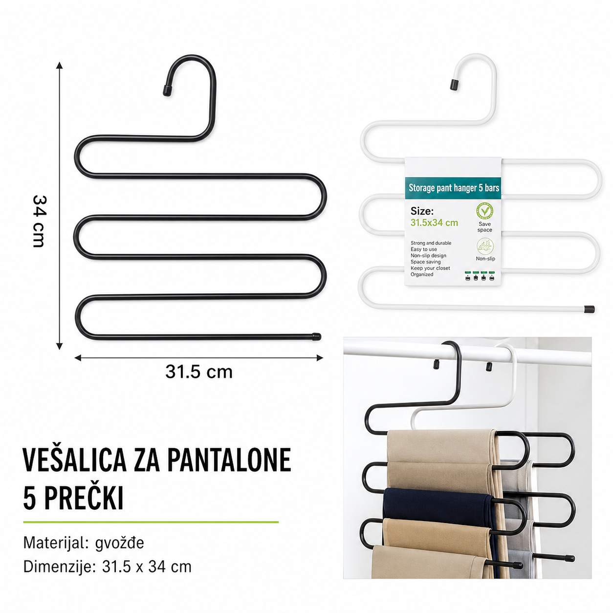 KMT 5 nivoa vešalica za pantalone 5403452