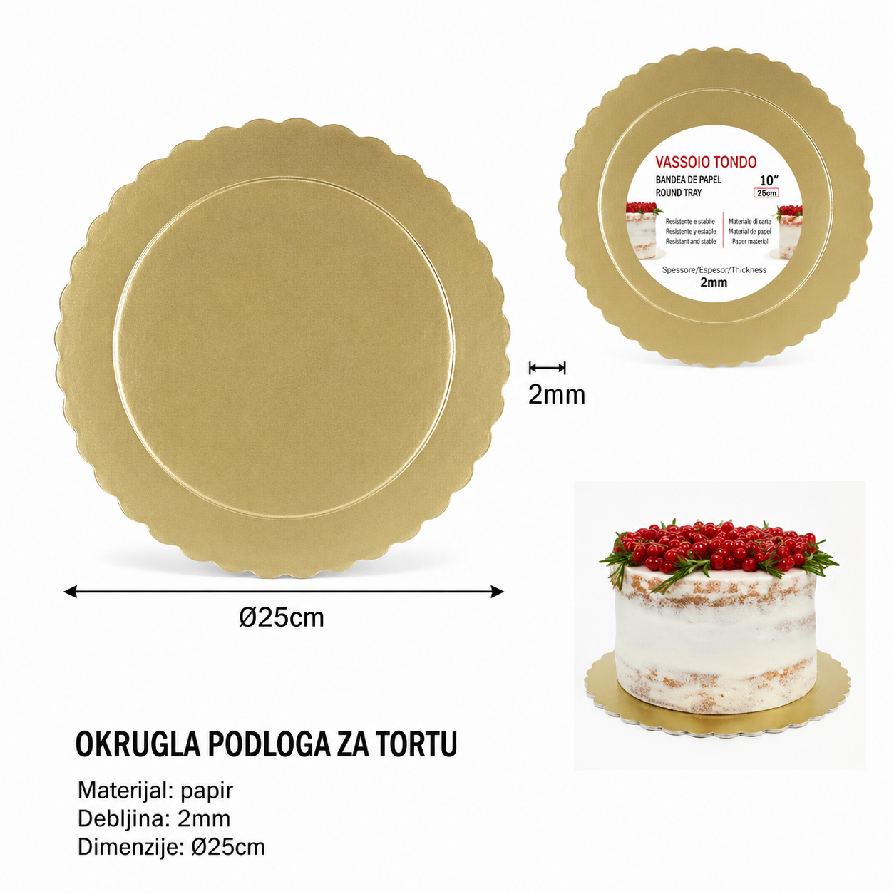 KMT Papirna podloga za tortu 25CM 5403537