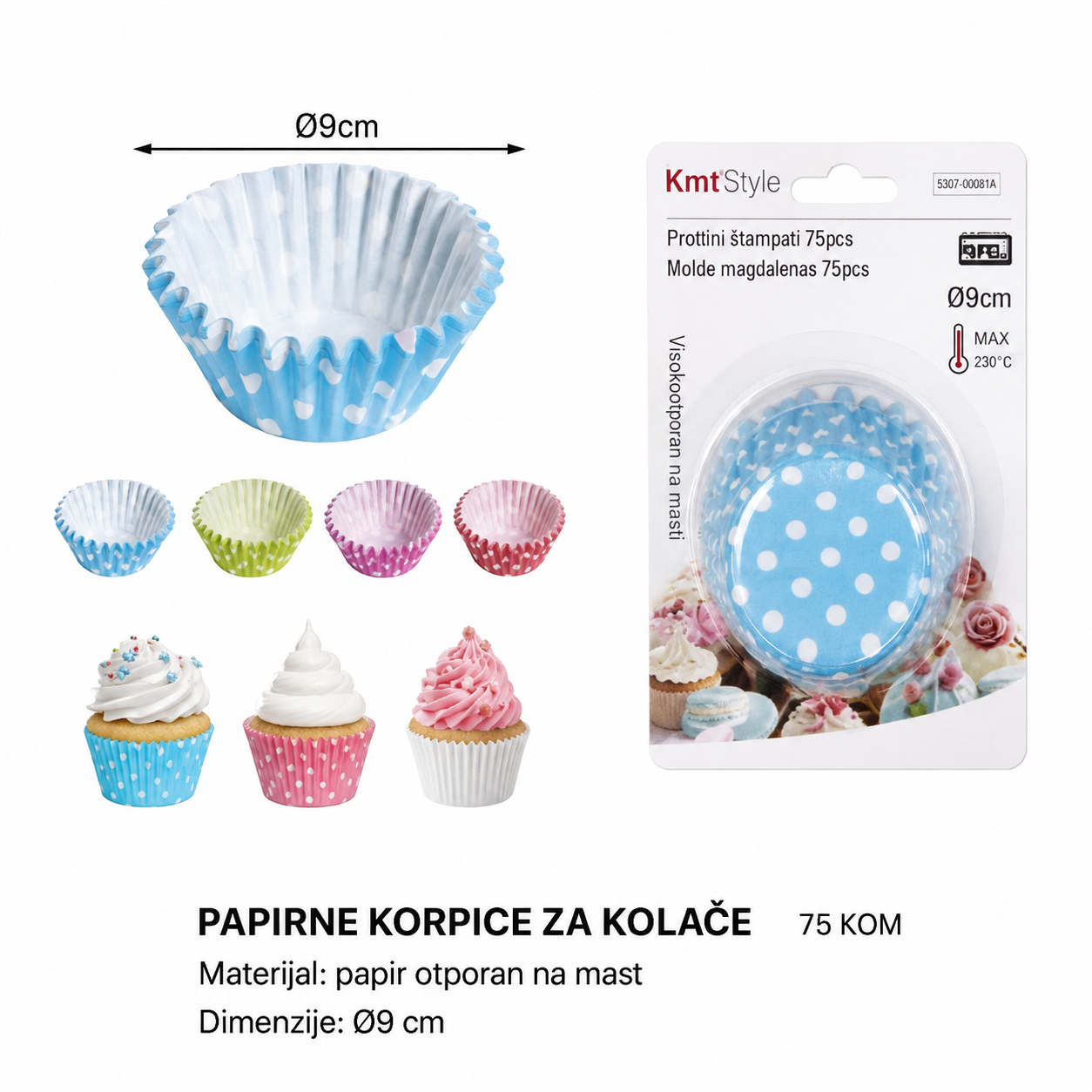 KMT Tačkasti uzorak papirna podloga za tortu čaša 5403545