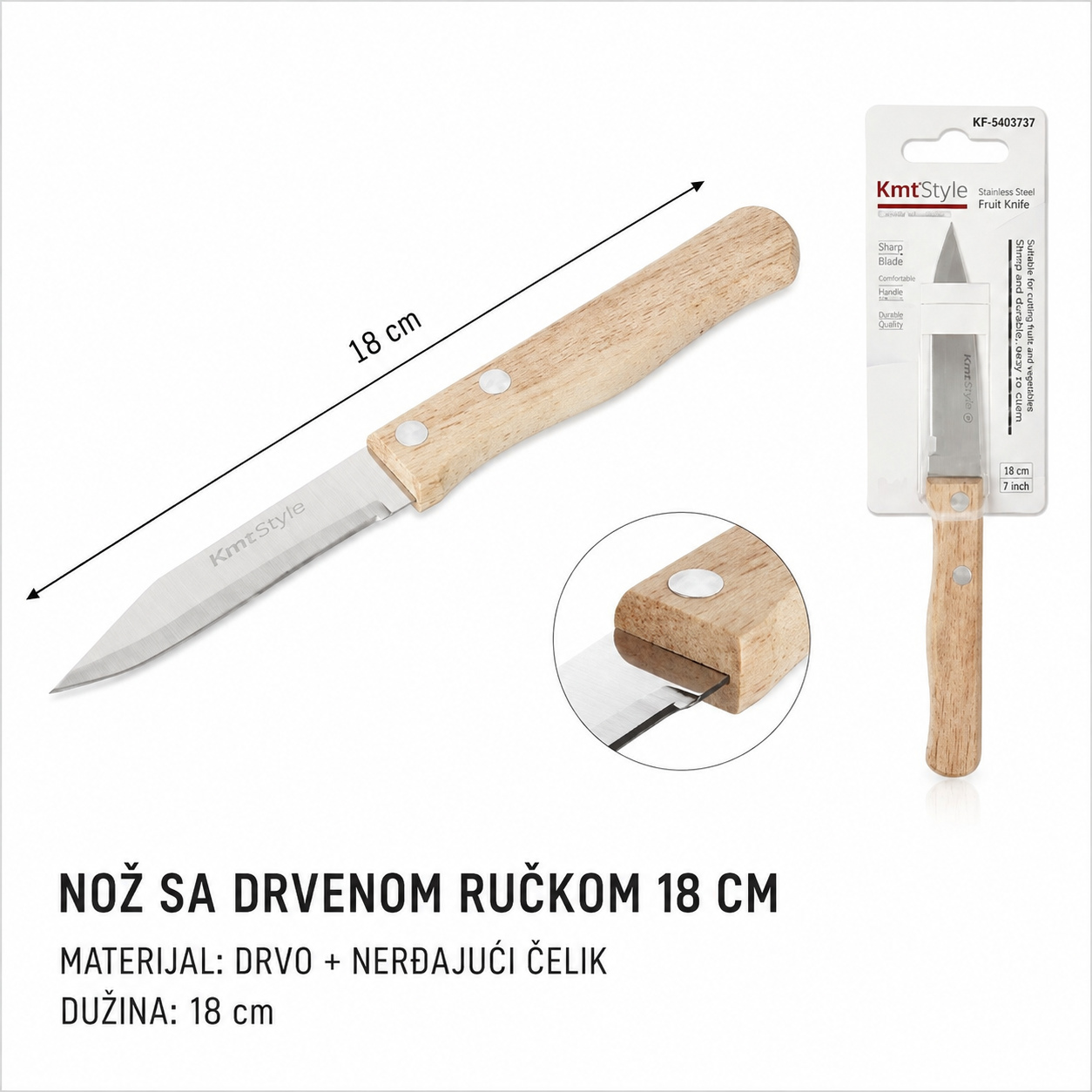 KMT Drvena drška nož za voće 5403737