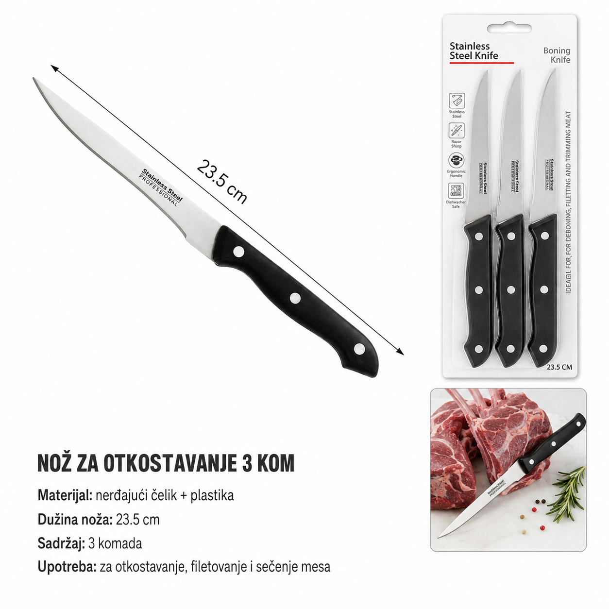 KMT Nož sa šiljatim vrhom nož za otkoštavanje 5403752