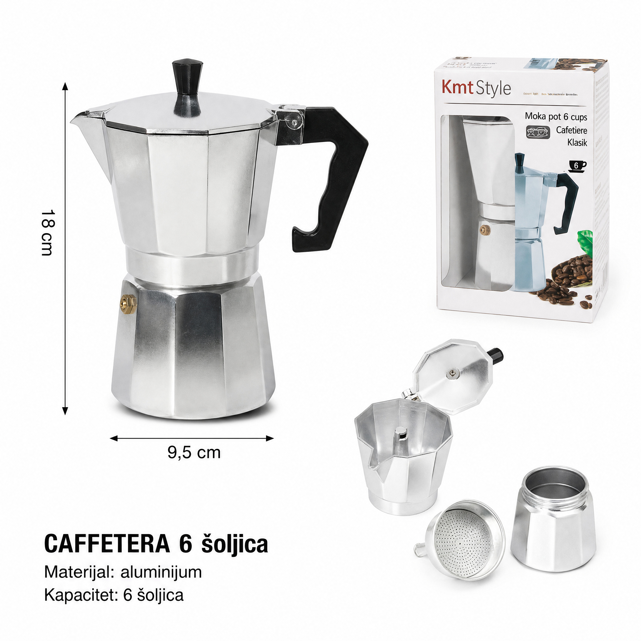 KMT Za moka kafu crni srebrna 5404557