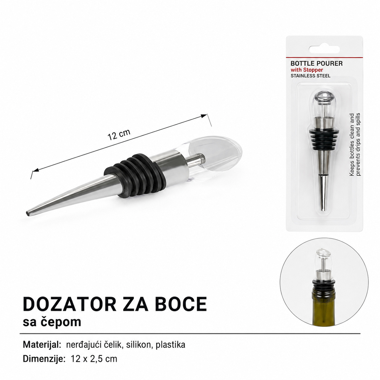 KMT čep za vino od nerđajućeg čelika 5404937