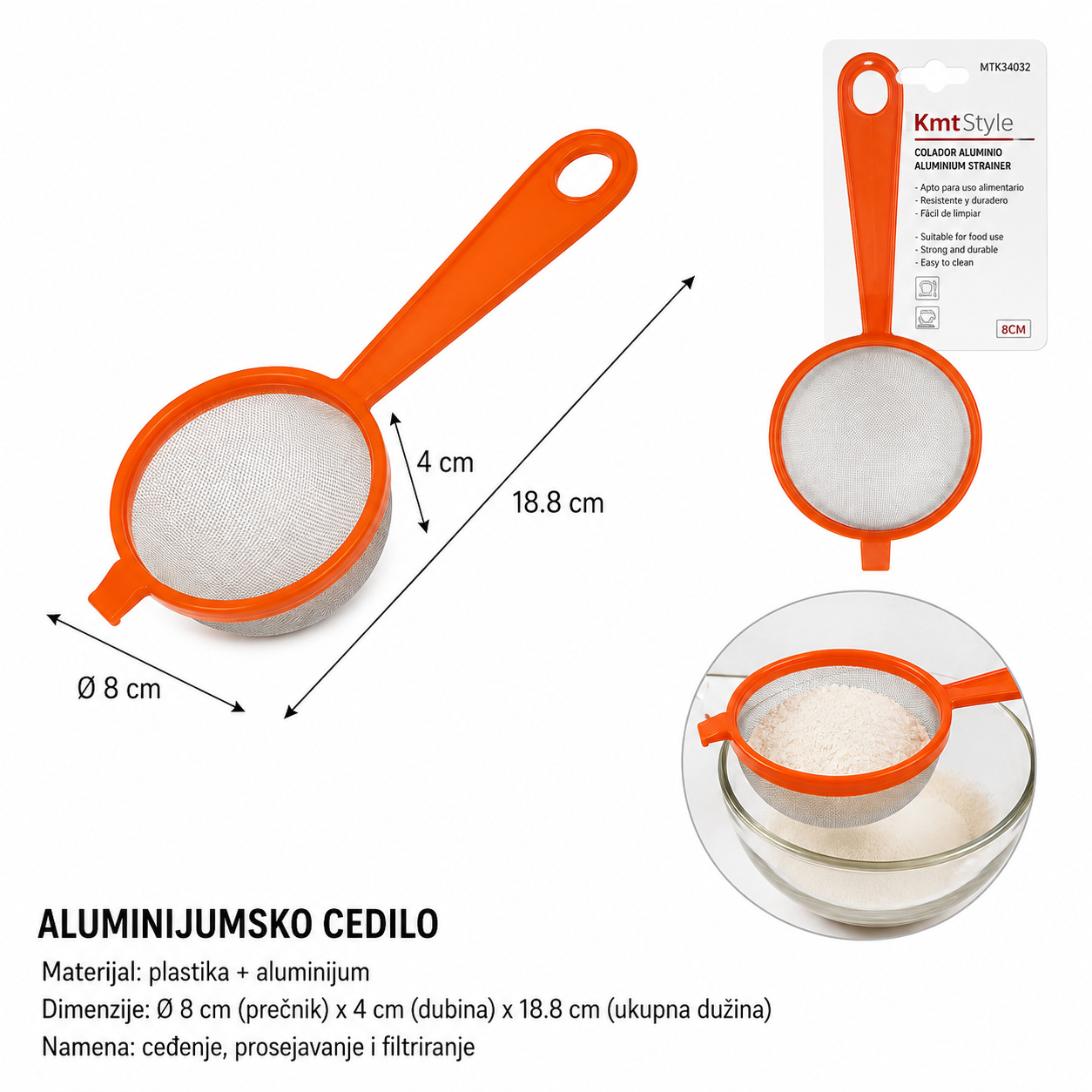 KMT Aluminijumska sa drškom cediljka drveni šipka mreža za 5406678