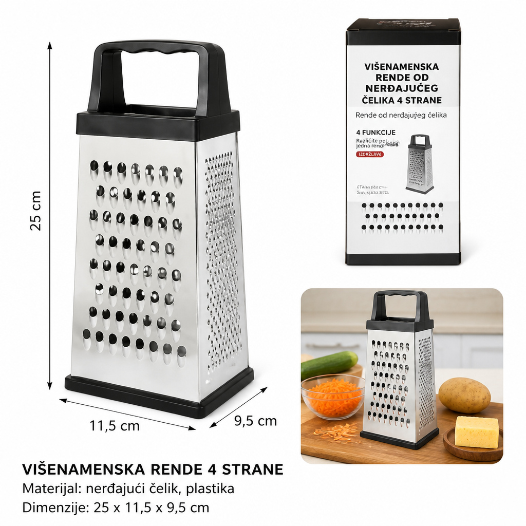 KMT Od nerđajućeg čelika četvorostrano rende 5406834