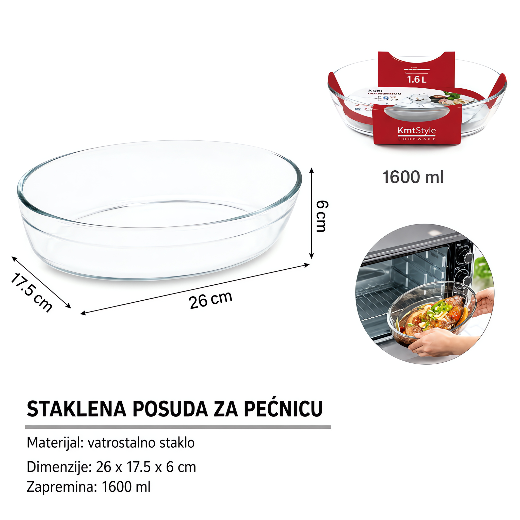 KMT Ovalni staklena pleh za pečenje 5412108
