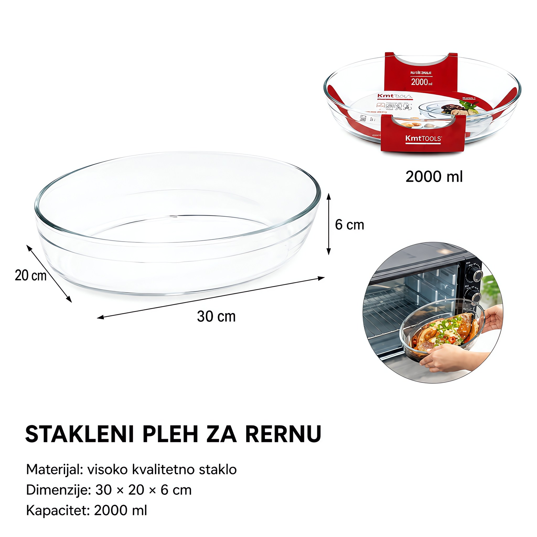 KMT Ovalni staklena pleh za pečenje 5412109