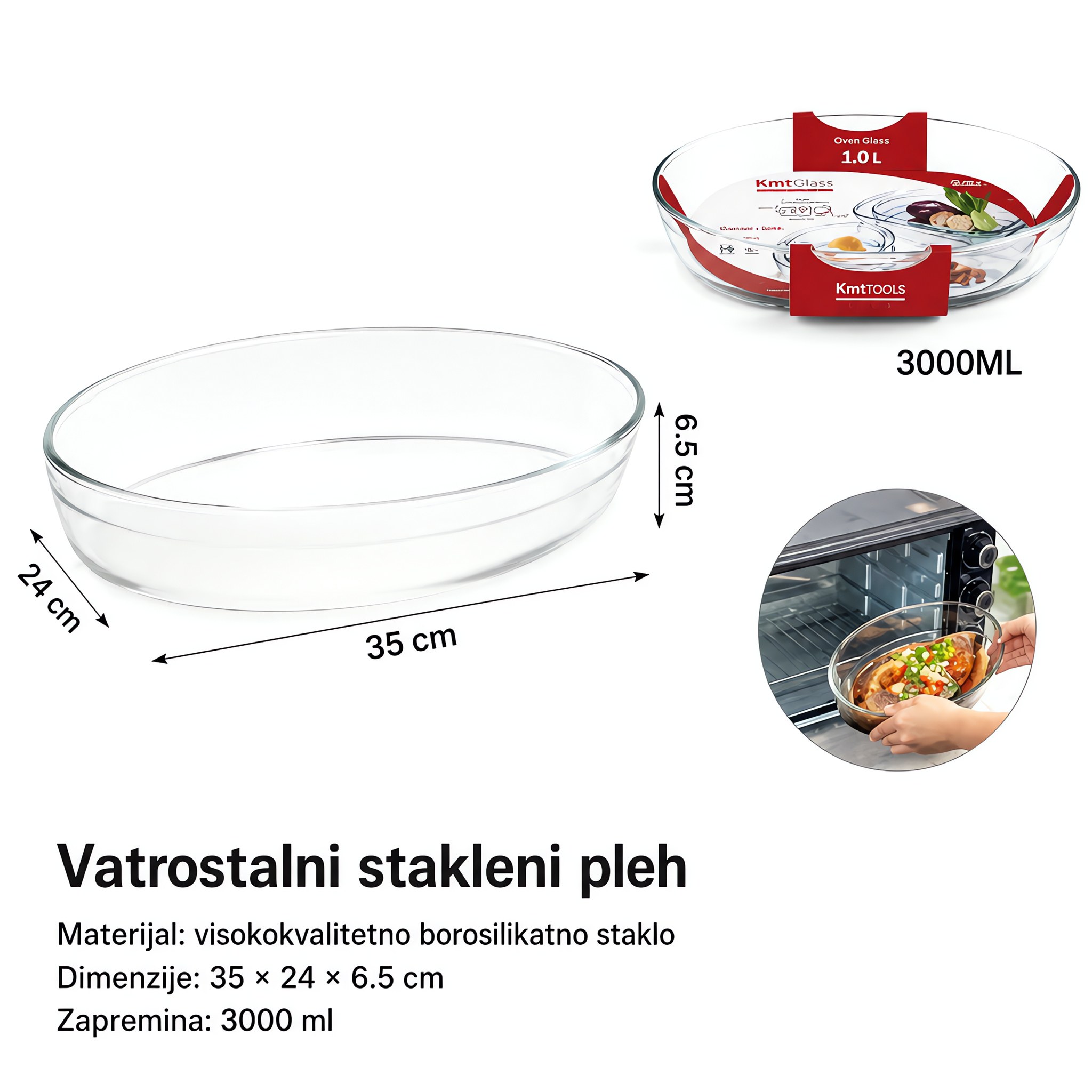 KMT Ovalni staklena pleh za pečenje 5412110