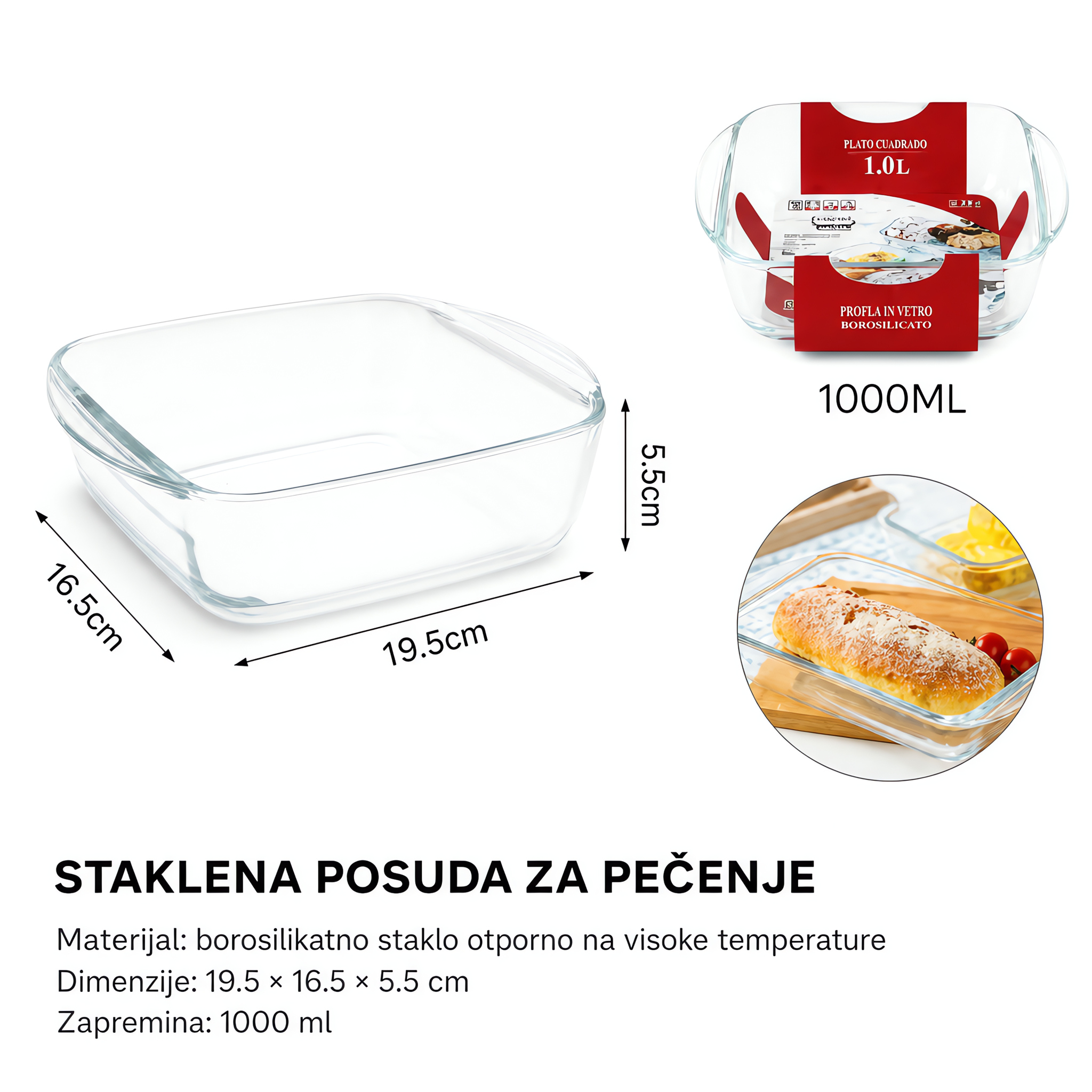 KMT Četvrtasta staklena pleh za pečenje 5412111