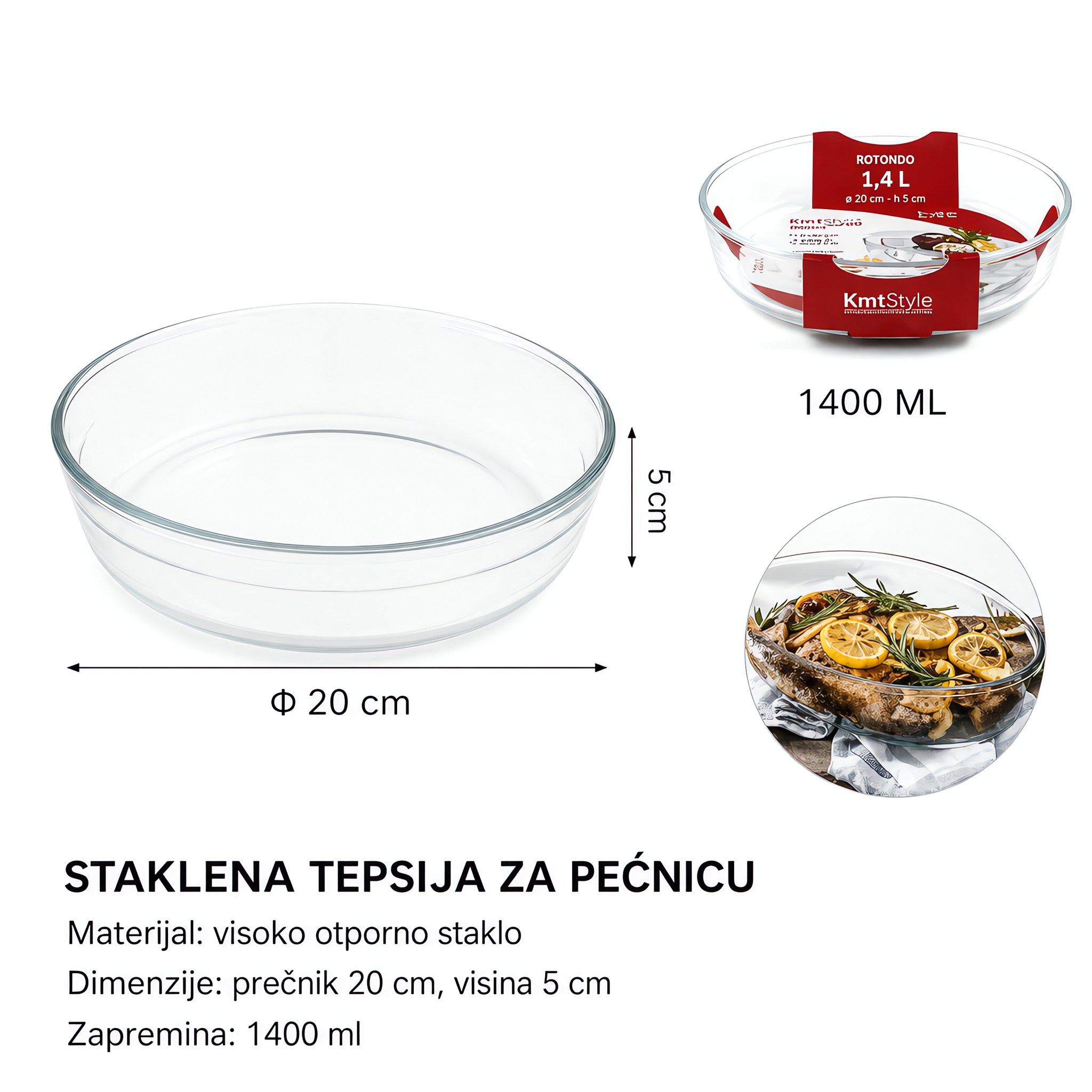 KMT Okrugla staklena pleh za pečenje 5412115