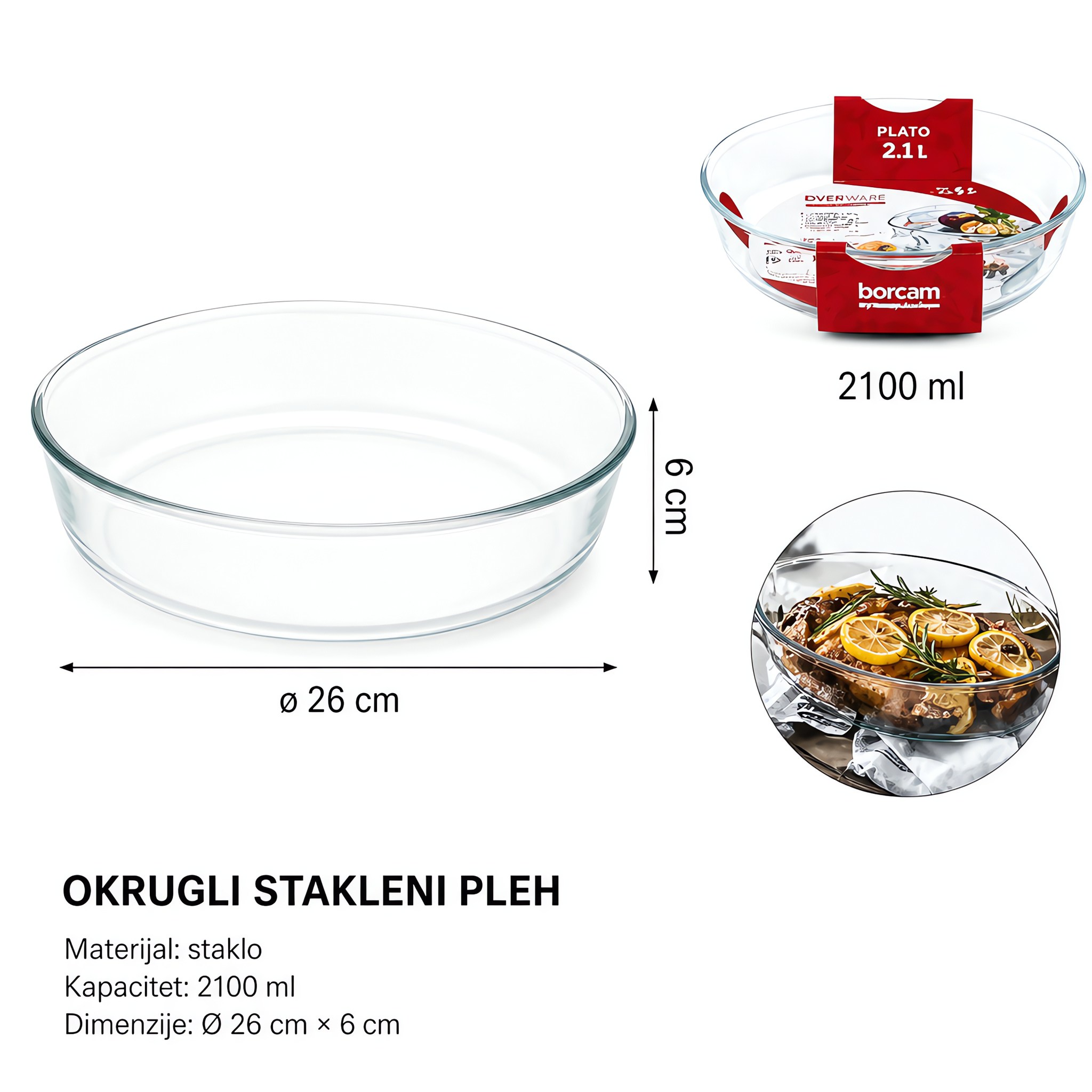 KMT Okrugla staklena pleh za pečenje 5412116