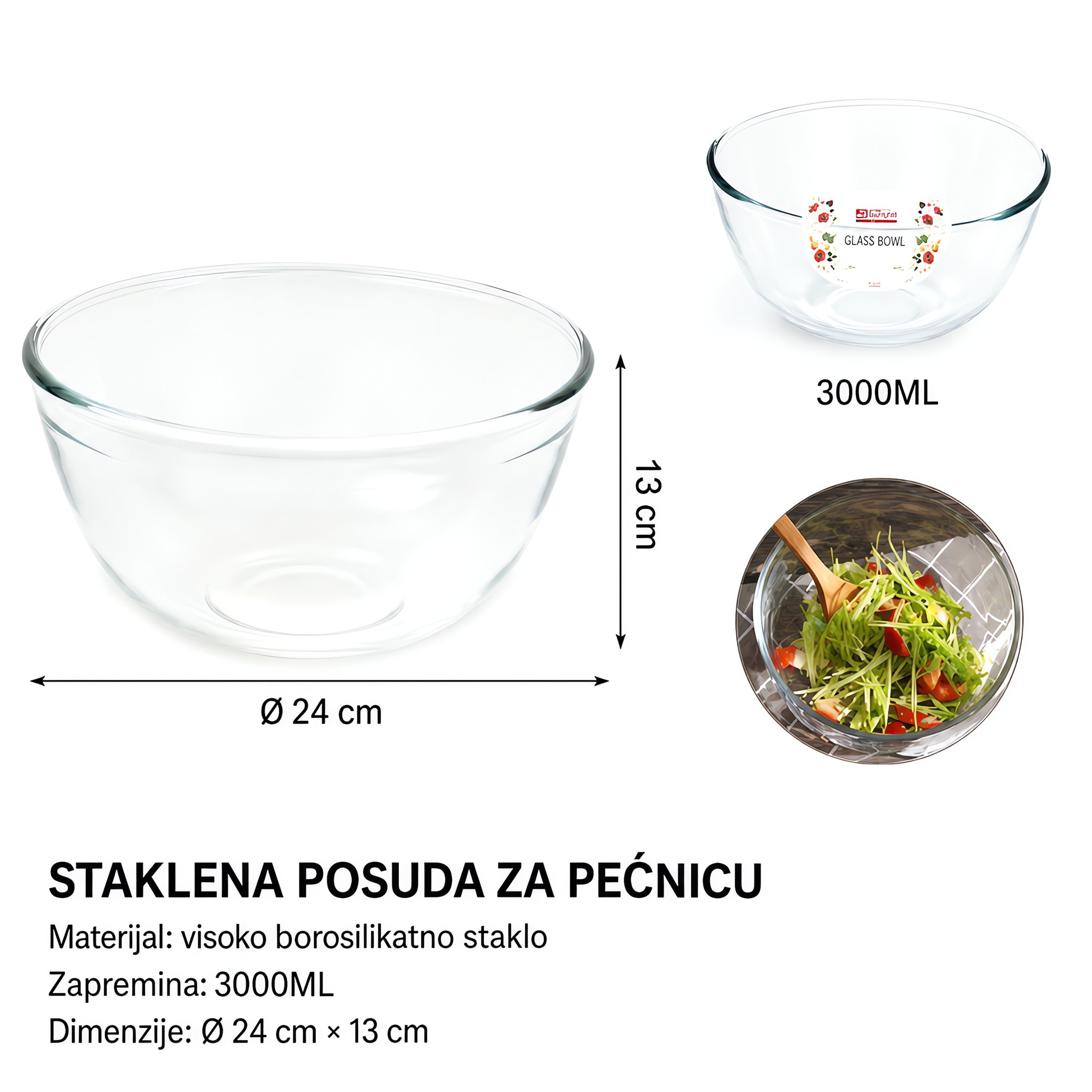KMT Za visoki pritisak odvijač staklena čelika činija za salatu 5412121