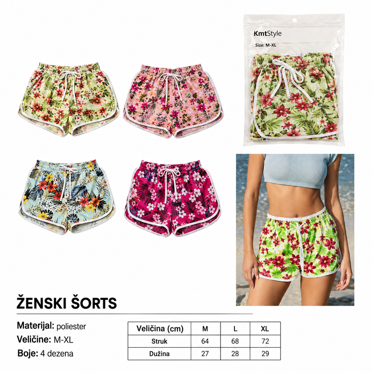 KMT Ženska za plažu pantalone cvetni dezen 602857