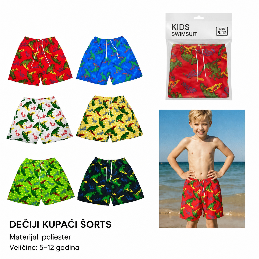 KMT Dečja za plažu pantalone dečake sa motivom dinosaurusa 602860