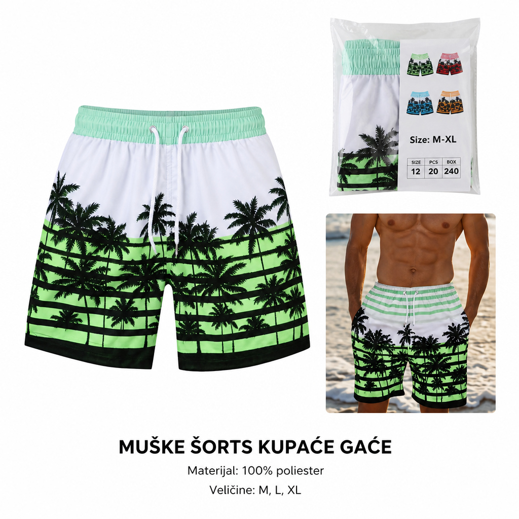 KMT Muška za plažu pantalone prugasti uzorak drvo štampani dezen 602872