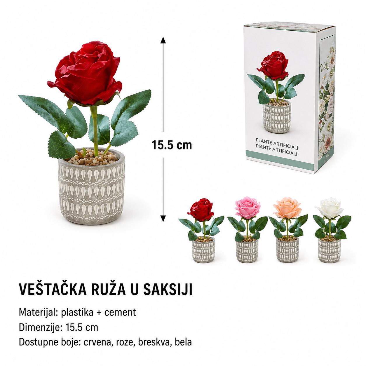 KMT Komada sekač za jaja ruža mala veštačka saksijska 702418