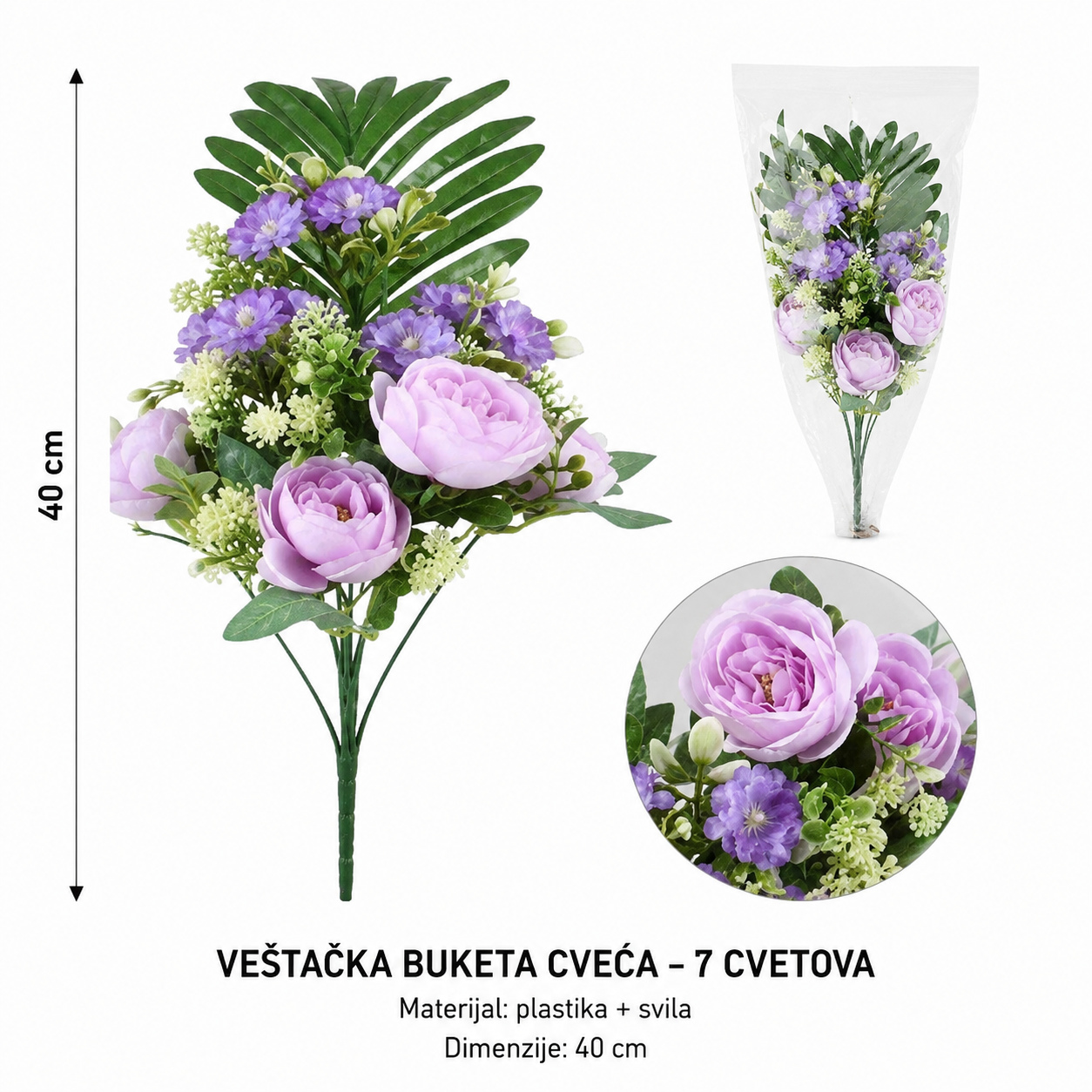 KMT Komada mala veštačka saksijska drveni otvora ručka ljubičasta 710218