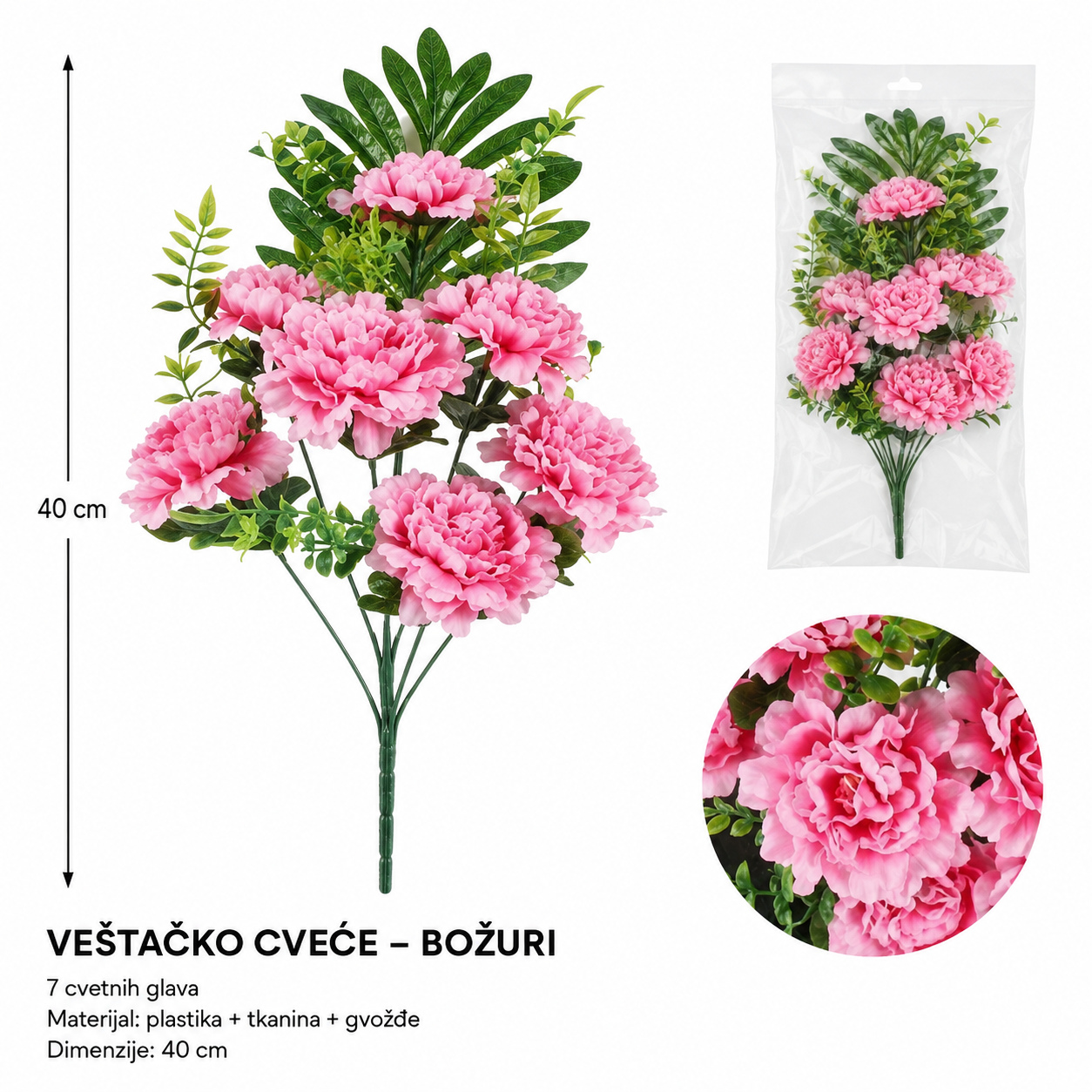 KMT Komada mala veštačka saksijska drveni otvora ručka novi roze 710221