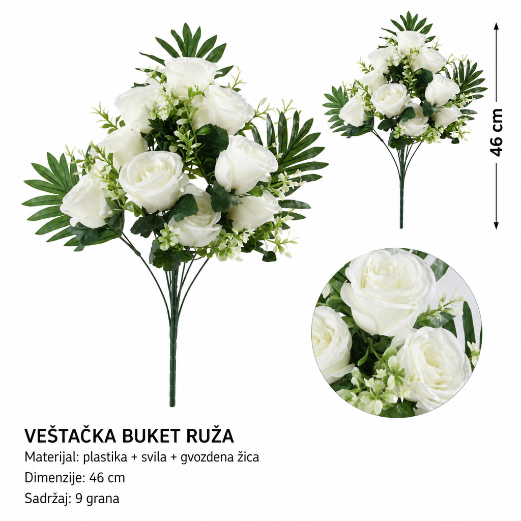 KMT 9 viljuška flanel zadebljani matirani plastični saksija božićni cvet sa štipaljkom bela 710281