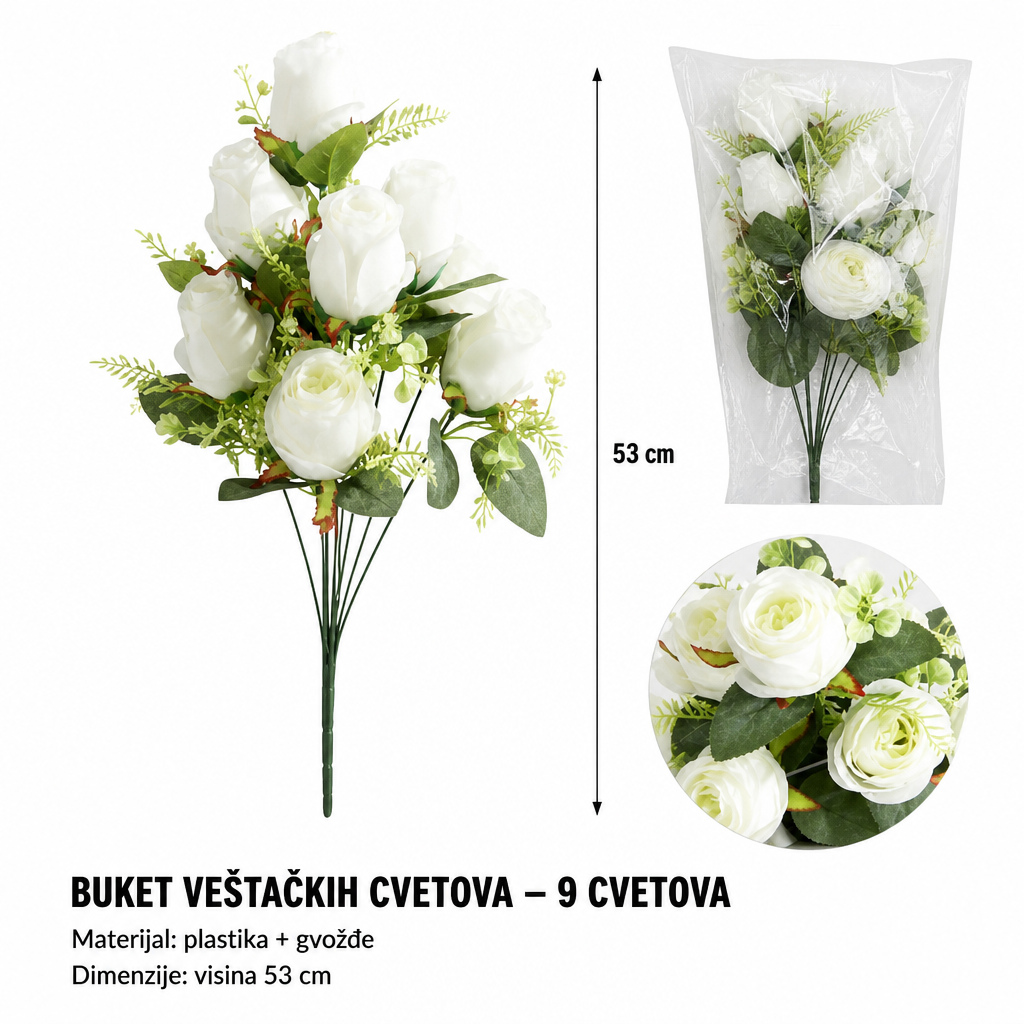KMT 9 božićni cvet sa štipaljkom bela 710393