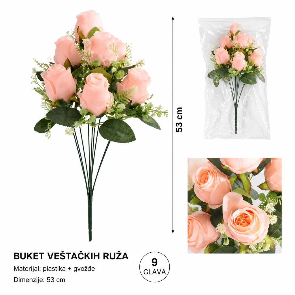 KMT 9 božićni cvet sa štipaljkom roze 710394