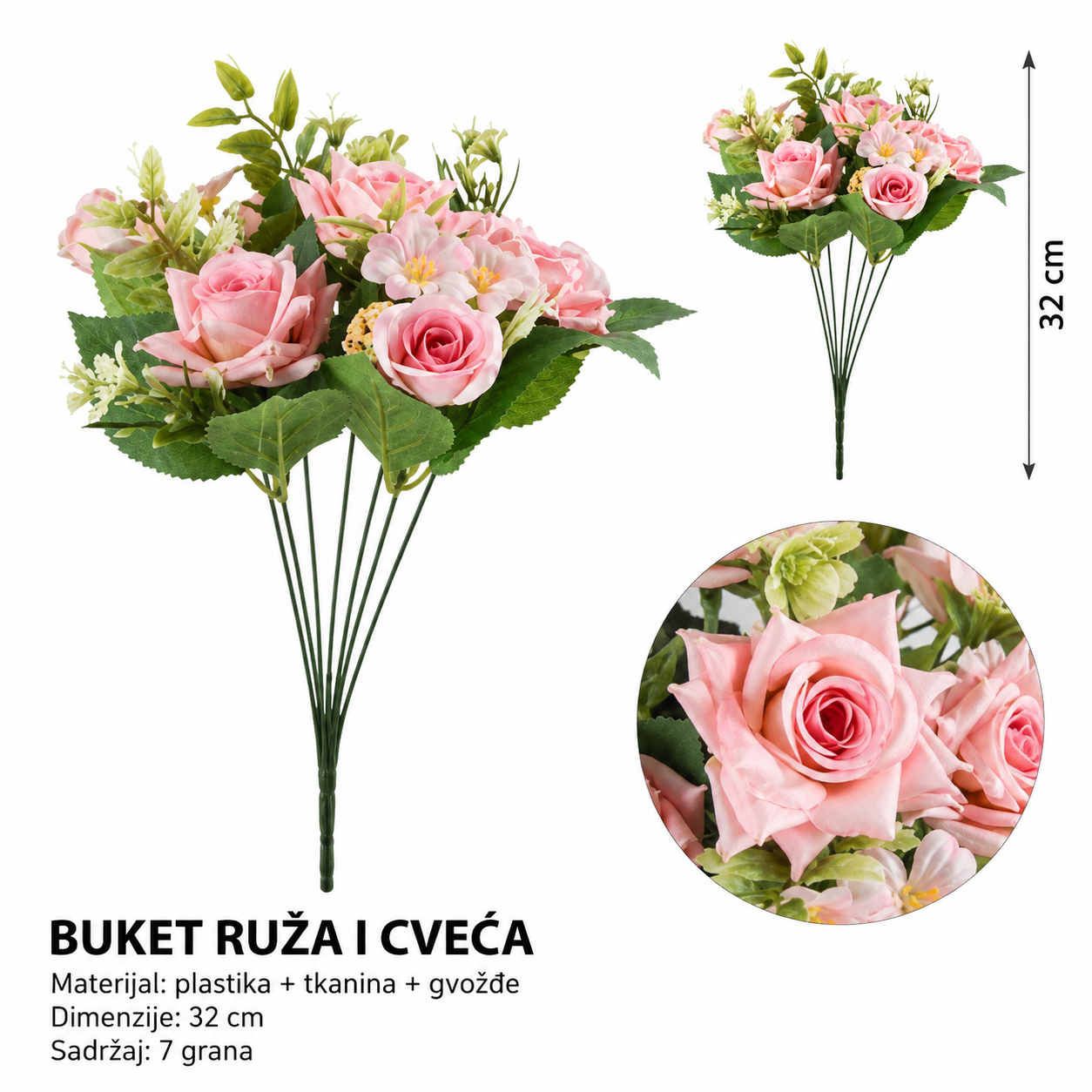 KMT 7 viljuška veštačka trava roze 710508