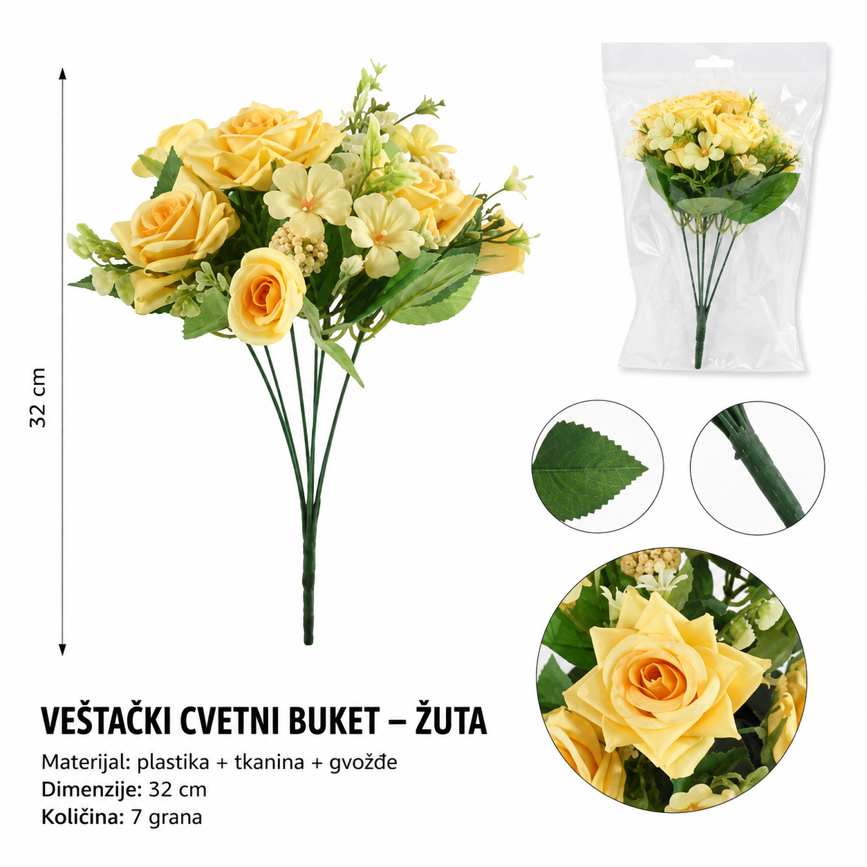 KMT 7 viljuška veštačka trava žuta 710509