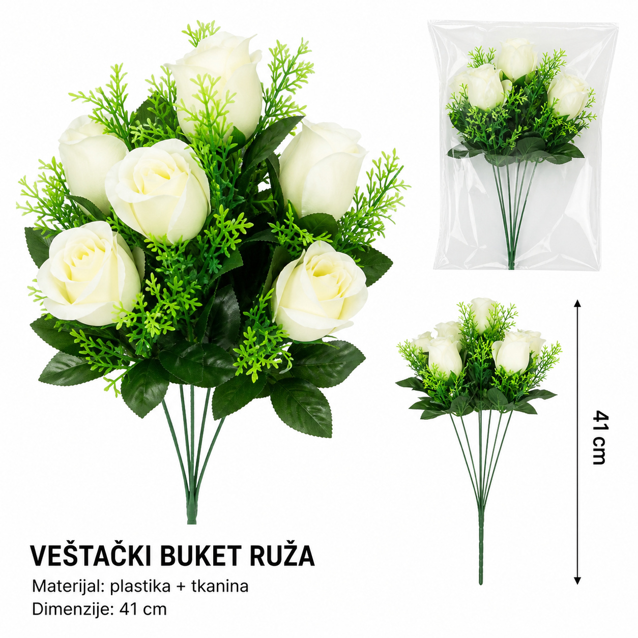 KMT 6 božićni cvet sa štipaljkom bela 711061